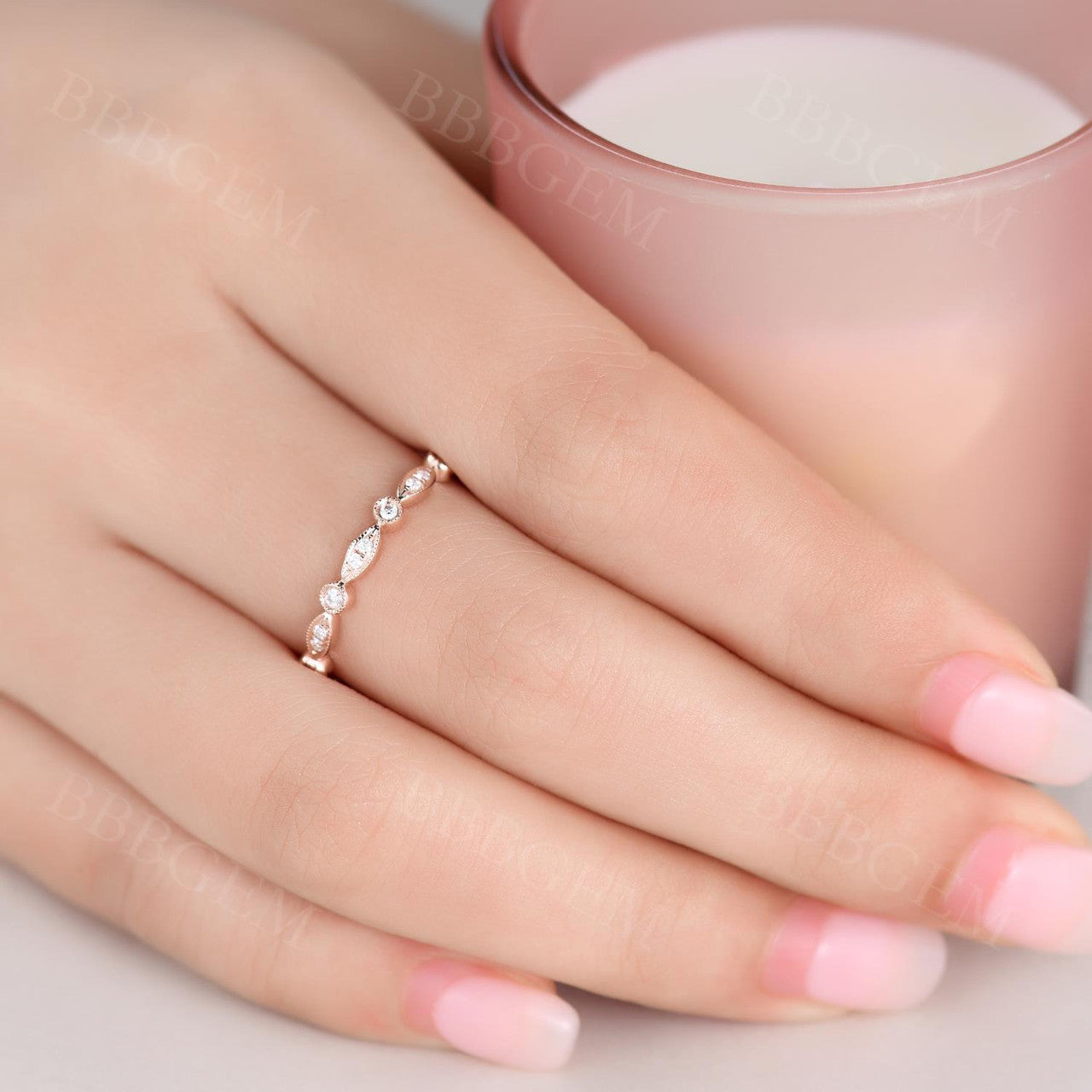 14K White Gold Round Diamond Wedding Ring - Solid Full Eternity Bezel Infinity Stacking Matching Band for Women | Perfect for Engagement, Anniversary, Valentine's Day & Everyday Elegance