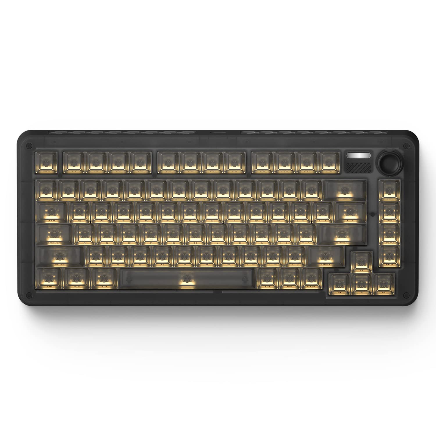 iQunix ZX75 Dark Side RS 75% RGB Mechanical Keyboard - Wireless Bluetooth 5.1, 2.4GHz & Wired Gaming Keyboard with Hot-Swappable Moonstone Switches, Volume Knob, 81 Keys for Windows/Mac - Perfect for Gaming, Coding & Office Work