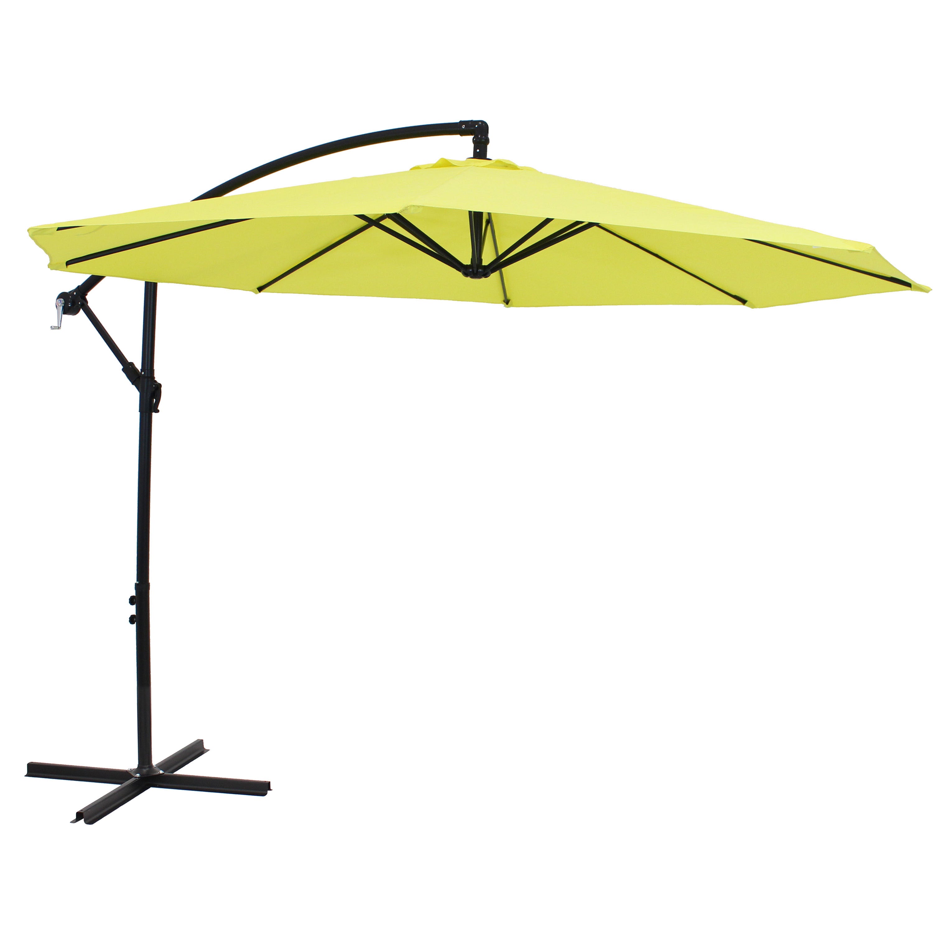 Sunnydaze 9.5 Foot Offset Outdoor Patio Umbrella with Easy Crank Lift - Perfect for Poolside, Backyard, Deck, and Garden Shade