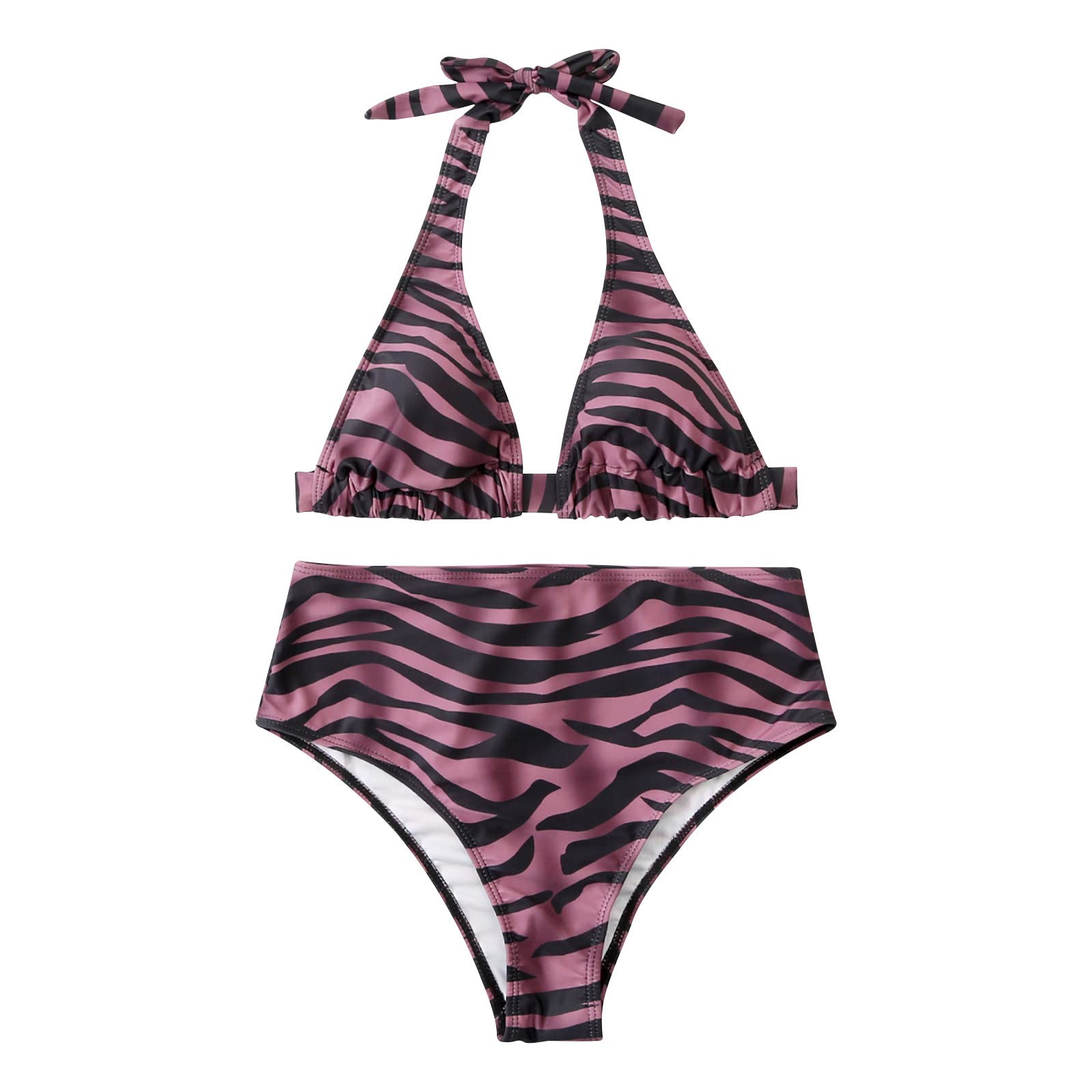 Women's 2 Piece Bathing Suit - Halter Padded Push Up Bikini Set with Printed Design for Beach & Pool Swimwear | Summer Vacation & Tropical Getaway Outfit