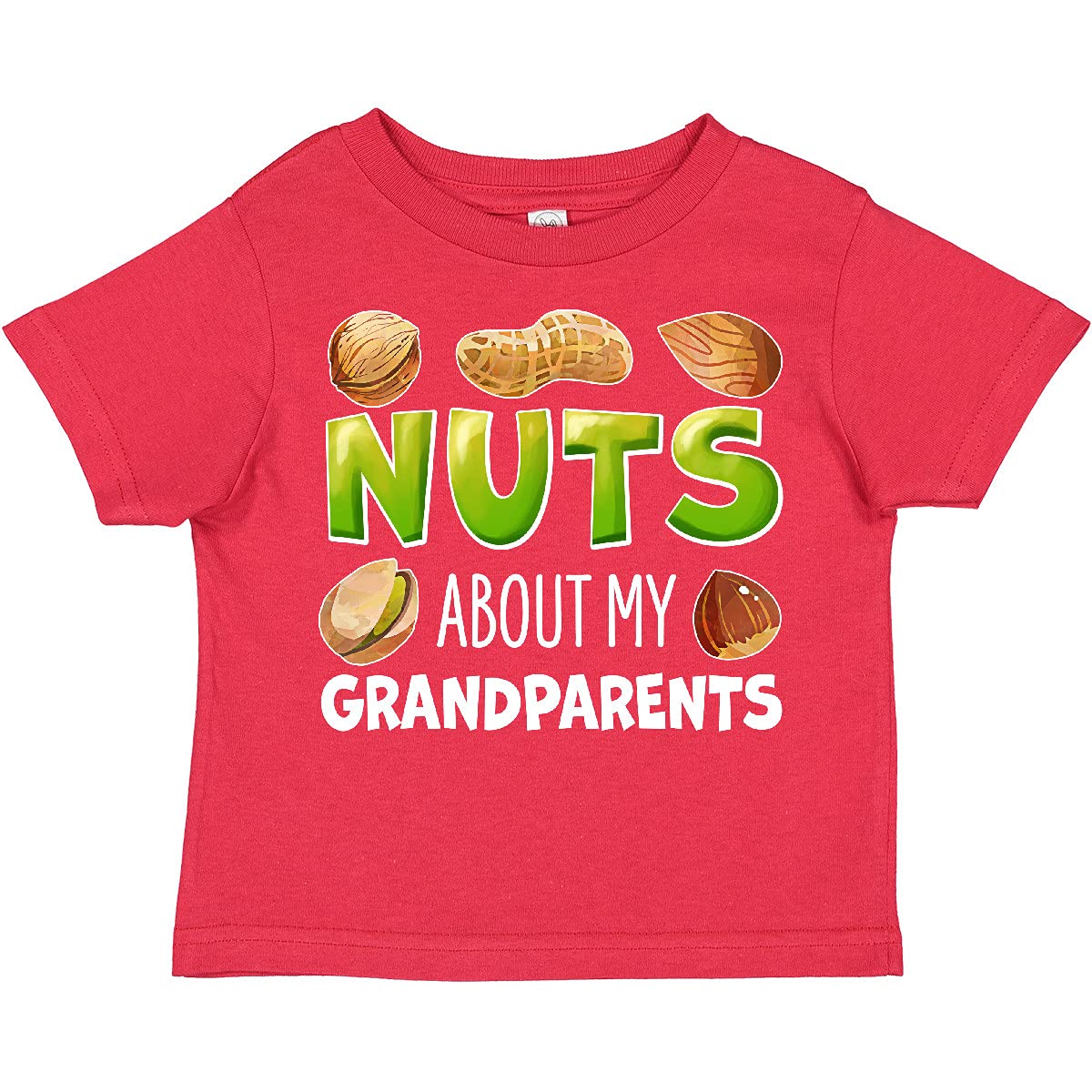 Inktastic 'Nuts About My Grandparents' Peanut Almond Pistachio Toddler T-Shirt - Cute Grandparents Day Gift for Toddlers & Family Reunion Outfit