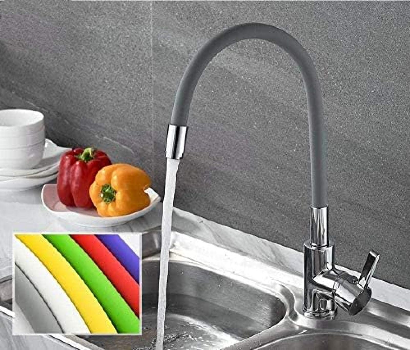CRJUS Brass Kitchen Faucet - Chrome Square Sink Mixer Tap with Hot & Cold Water - Perfect for Modern Kitchens and Restaurant Sinks