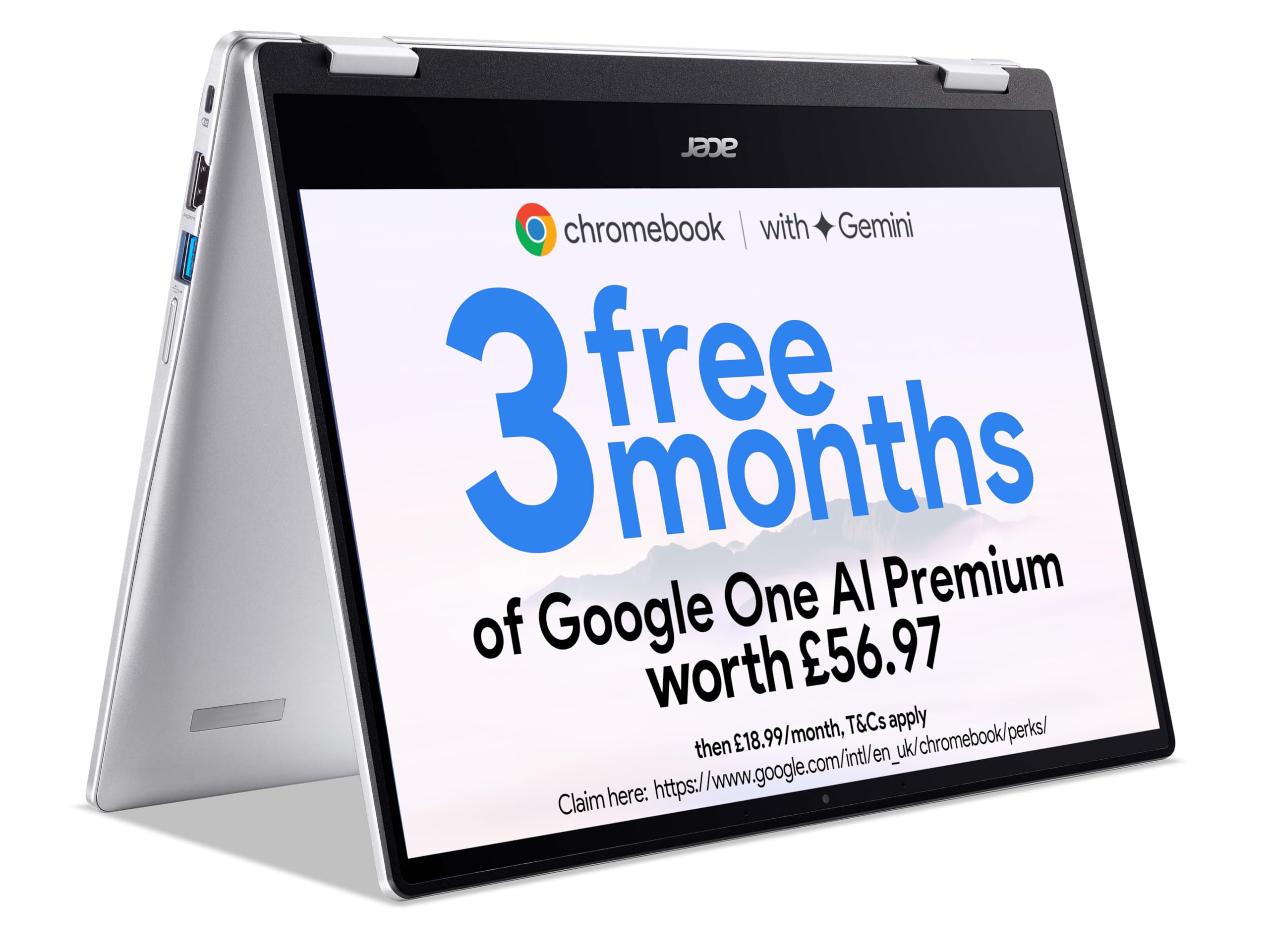 Acer Chromebook Spin 314 CP314-1H Convertible Laptop - Intel Celeron N4500, 4GB RAM, 64GB eMMC, 14
