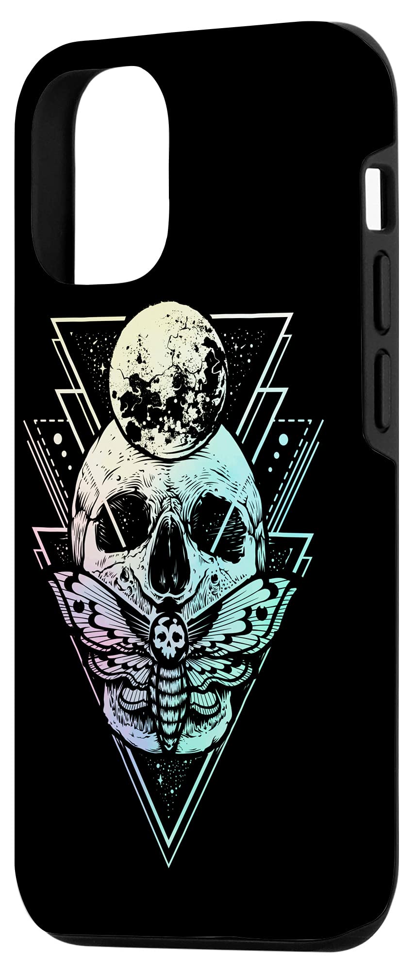 iPhone 12/12 Pro Gothic Moon Skull Phone Case - Pastel Goth & Wicca Inspired Design with Crescent Moon & Lunar Moth - Perfect for Alternative Fashion & Witchy Aesthetics