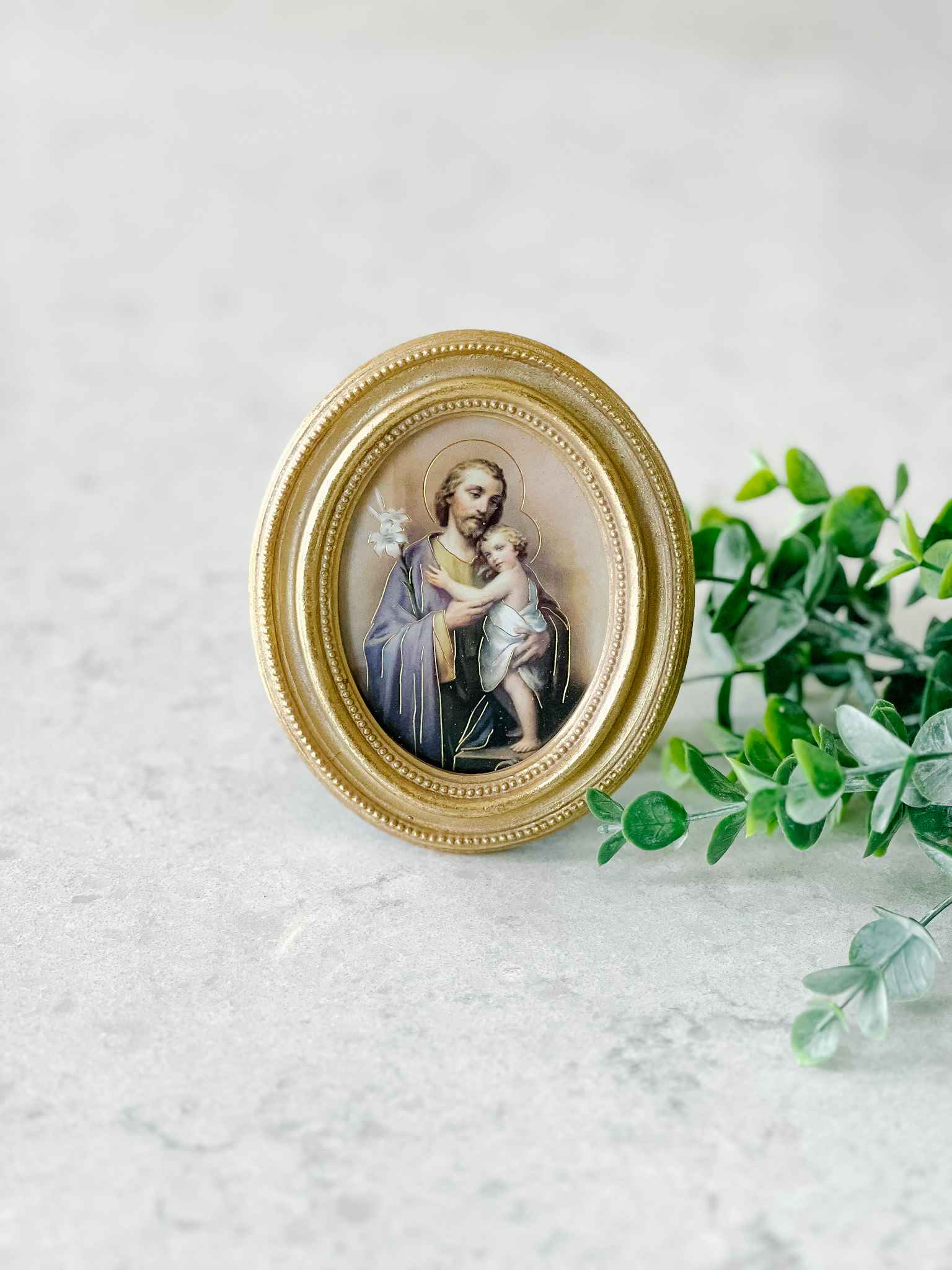 St. Joseph and Jesus Framed Wall Art - Religious Home Decor for Bedroom, Living Room & Prayer Space