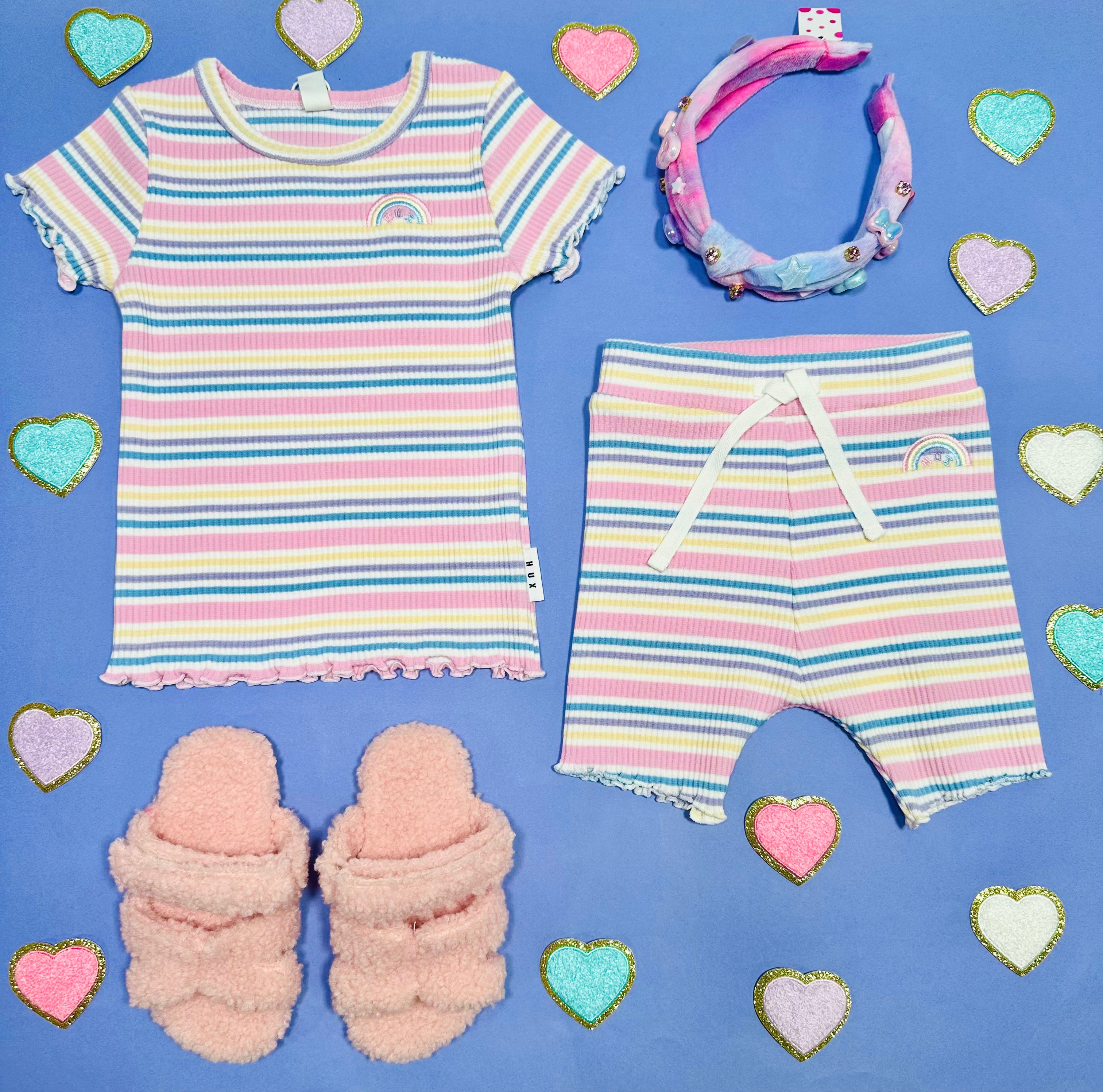 Rainbow Stripe Rib T-Shirt for Women - Soft Cotton Casual Tee - Perfect for Summer Outfits, Beach Wear & Everyday Fashion