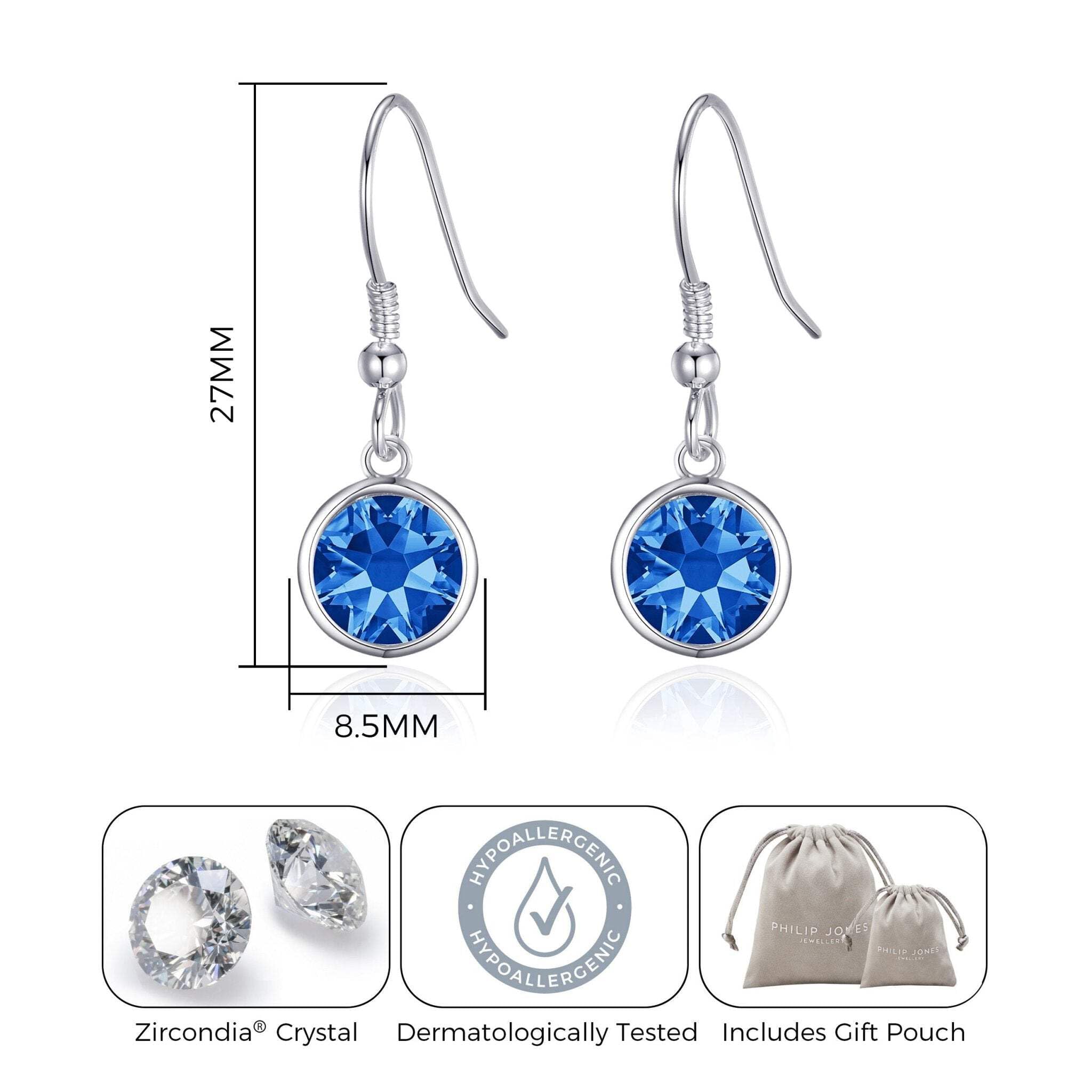 Sapphire Zirconia Drop Earrings - September Birthstone Jewelry for Women