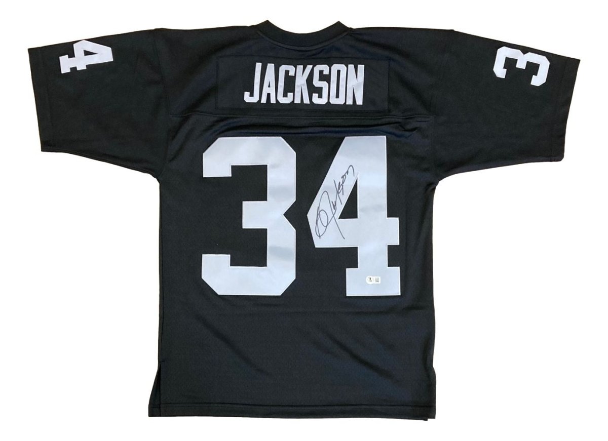 Authentic Bo Jackson Signed Oakland Raiders Mitchell & Ness Throwback Football Jersey - Limited Edition Collectible for Sports Memorabilia Fans & Raiders Supporters - Perfect for Display, Gifting, and Game Day Celebrations