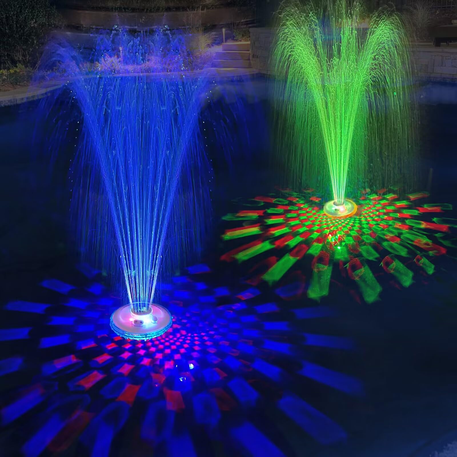 **Rechargeable Floating Pool Fountain with LED Light Show - 2 Spray Modes, Battery Powered Water Fountain Pump for Inground & Above Ground Pools - Perfect for Backyard Relaxation & Pool Parties**