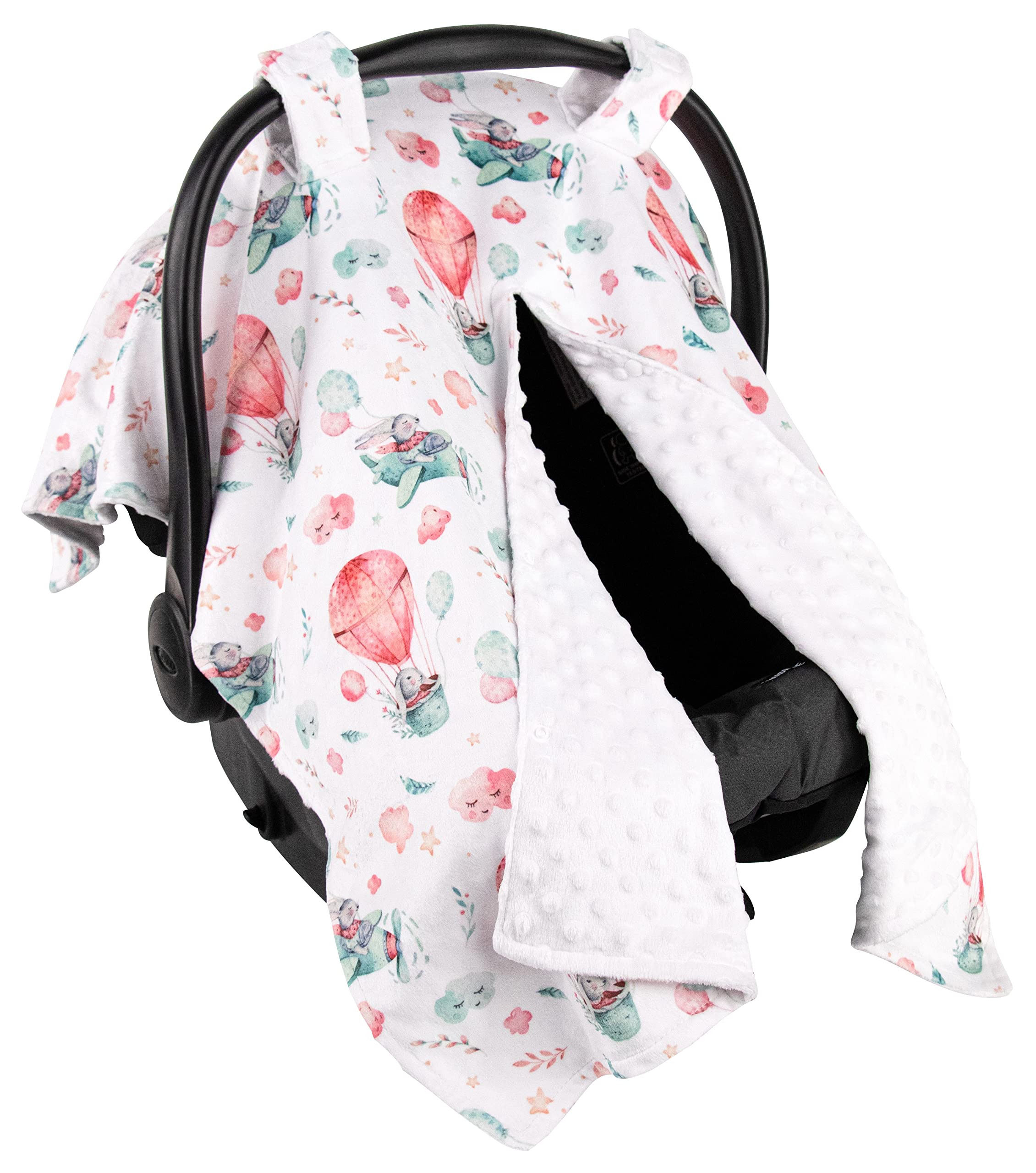 Premium Baby Car Seat Cover - Soft Minky Fabric with Adorable Rabbits in The Sky Design, 40