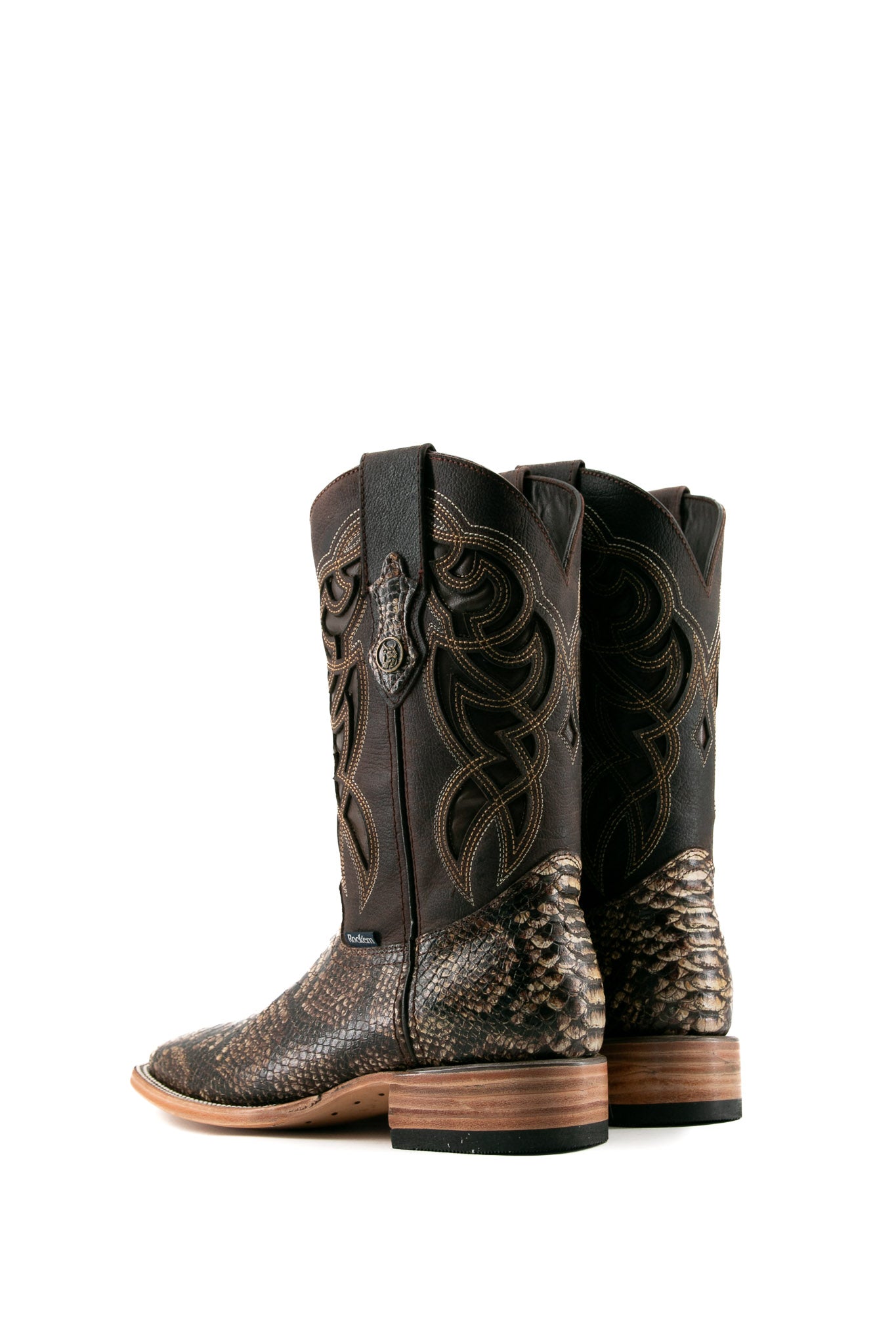 Premium Python Square Toe Cowboy Boots for Men - Western Style Leather Boots with Exotic Snake Skin - Perfect for Rodeo, Country Music Festivals & Western Fashion