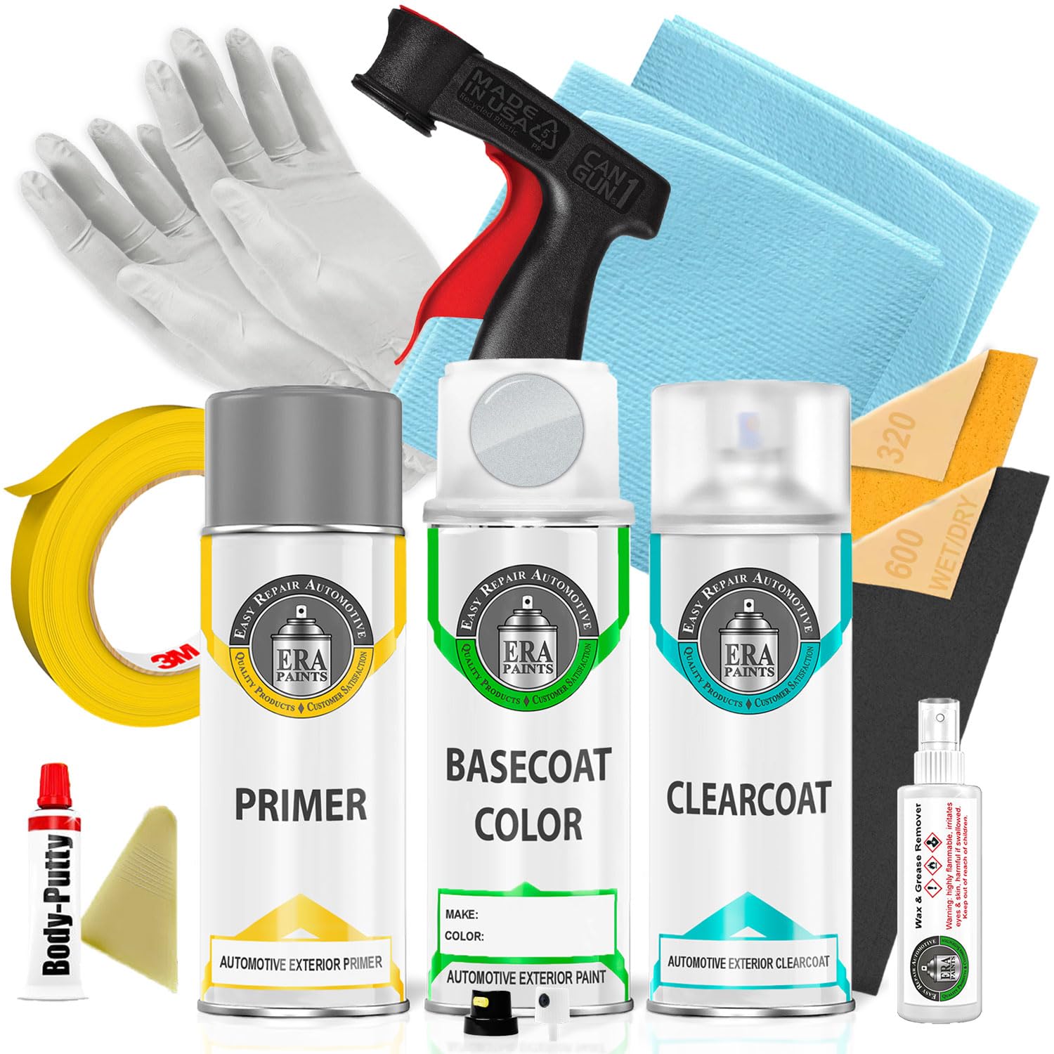 ERA Paints P6W Chalk White Metallic Touch Up Paint Spray Kit - Exact Match for Hyundai Vehicles | Perfect for Car Scratches, Chips & Minor Repairs