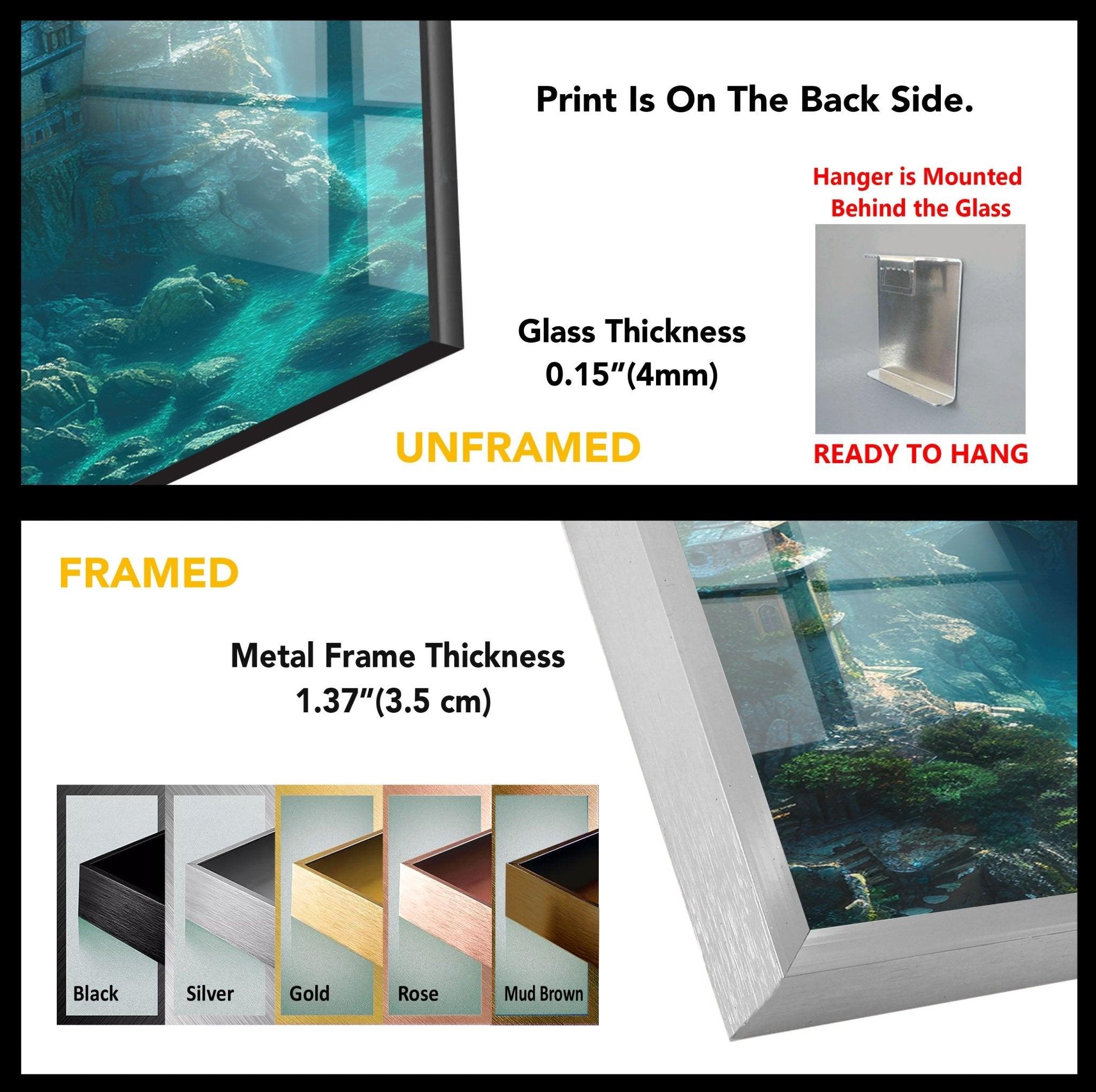 Atlantis Glass Wall Art - Stunning Ocean-Themed Decorative Glass Panel for Living Room, Bedroom & Office | Perfect for Home & Office Decor
