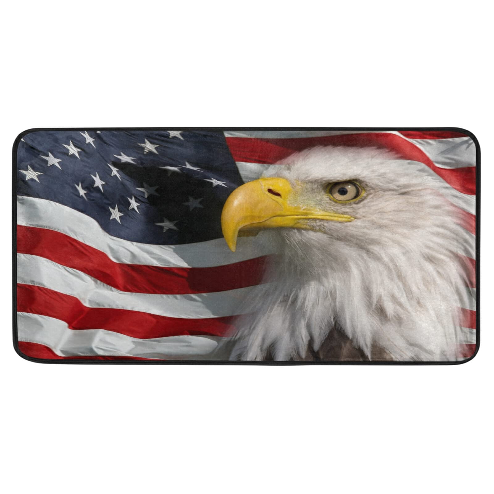 American Flag Patriotic Eagle Kitchen Rug - Non-Slip Anti-Fatigue Washable Floor Mat for Home, Kitchen, Office & Laundry Room - 39x20 Inches - Perfect for July 4th Decor, Veterans Day & Patriotic Home Décor