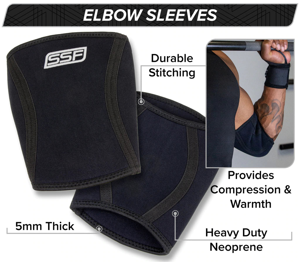 Serious Steel 5mm Neoprene Elbow Sleeves for Weightlifting & CrossFit - Support & Protection for Gym Workouts & Powerlifting