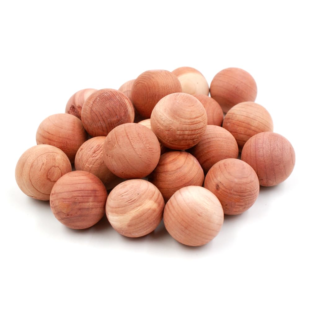 30pcs Natural Aromatic Cedar Blocks for Clothes Storage - Cedar Balls Closet Freshener & Mustiness Prevention with Satin Bag | Wardrobe, Drawer & Storage Box Organizer for Fresh Clothes All Year Round
