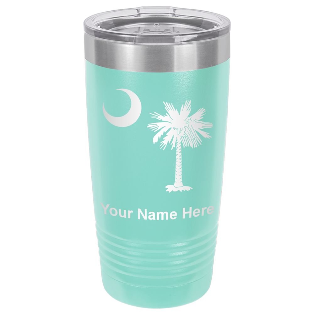 LaserGram 20oz Vacuum Insulated Stainless Steel Tumbler with South Carolina Flag Design - Custom Engraved Travel Mug for Hot & Cold Drinks - Perfect for Office, Gym, Hiking and Outdoor Adventures (Teal)