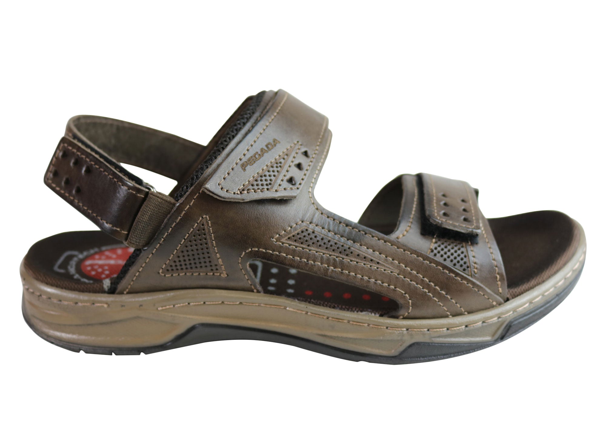 Jeff Men's Genuine Leather Comfortable Cushioned Sandals - Handmade in Brazil - Perfect for Beach, Vacation & Summer Outdoor Activities