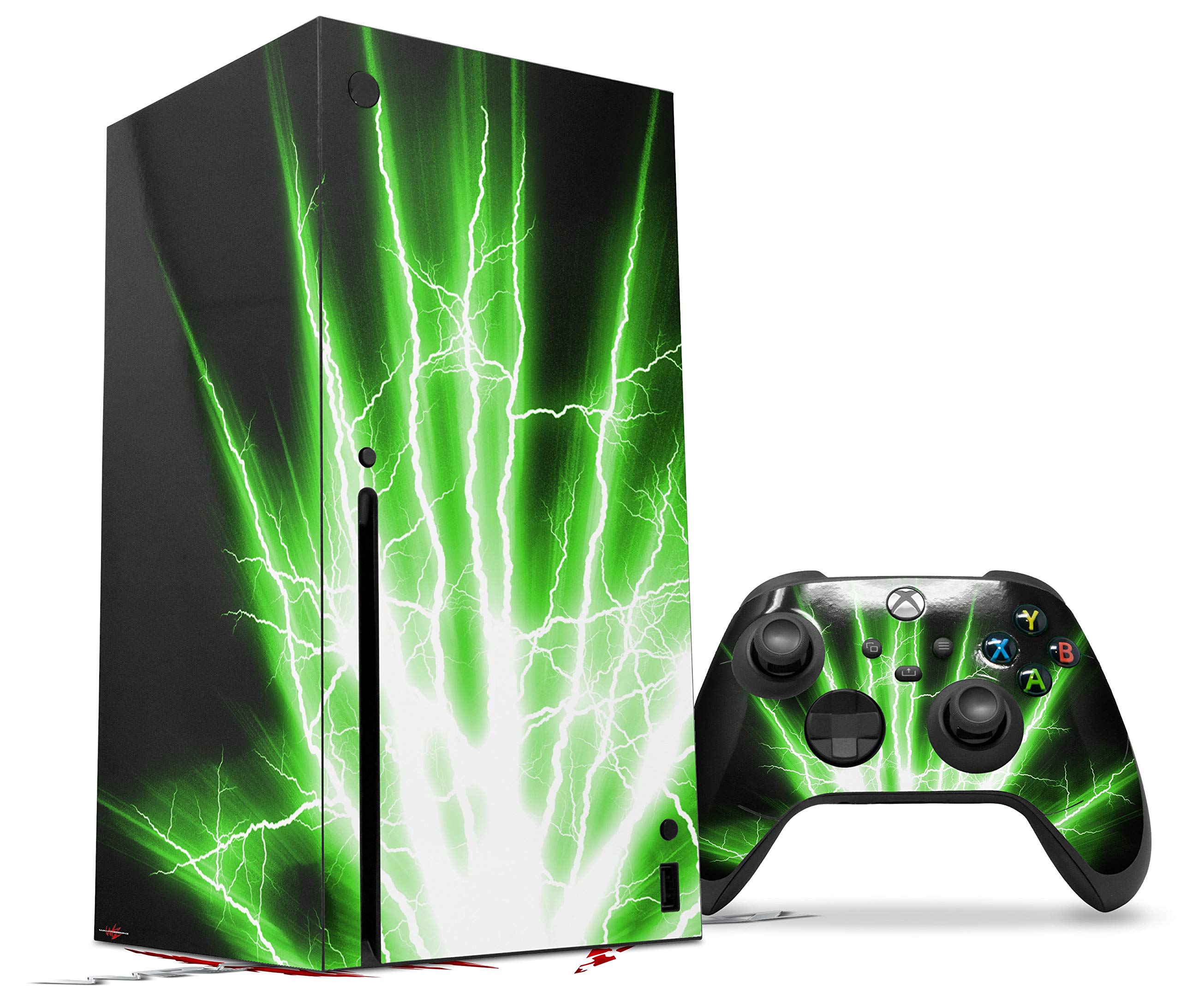 XBOX Series X Console & Controller Vinyl Wrap Skin Decal - Lightning Green | Protective Custom Cover for Gaming Accessories | Perfect for Gaming Setups & Personalization (Console Not Included)
