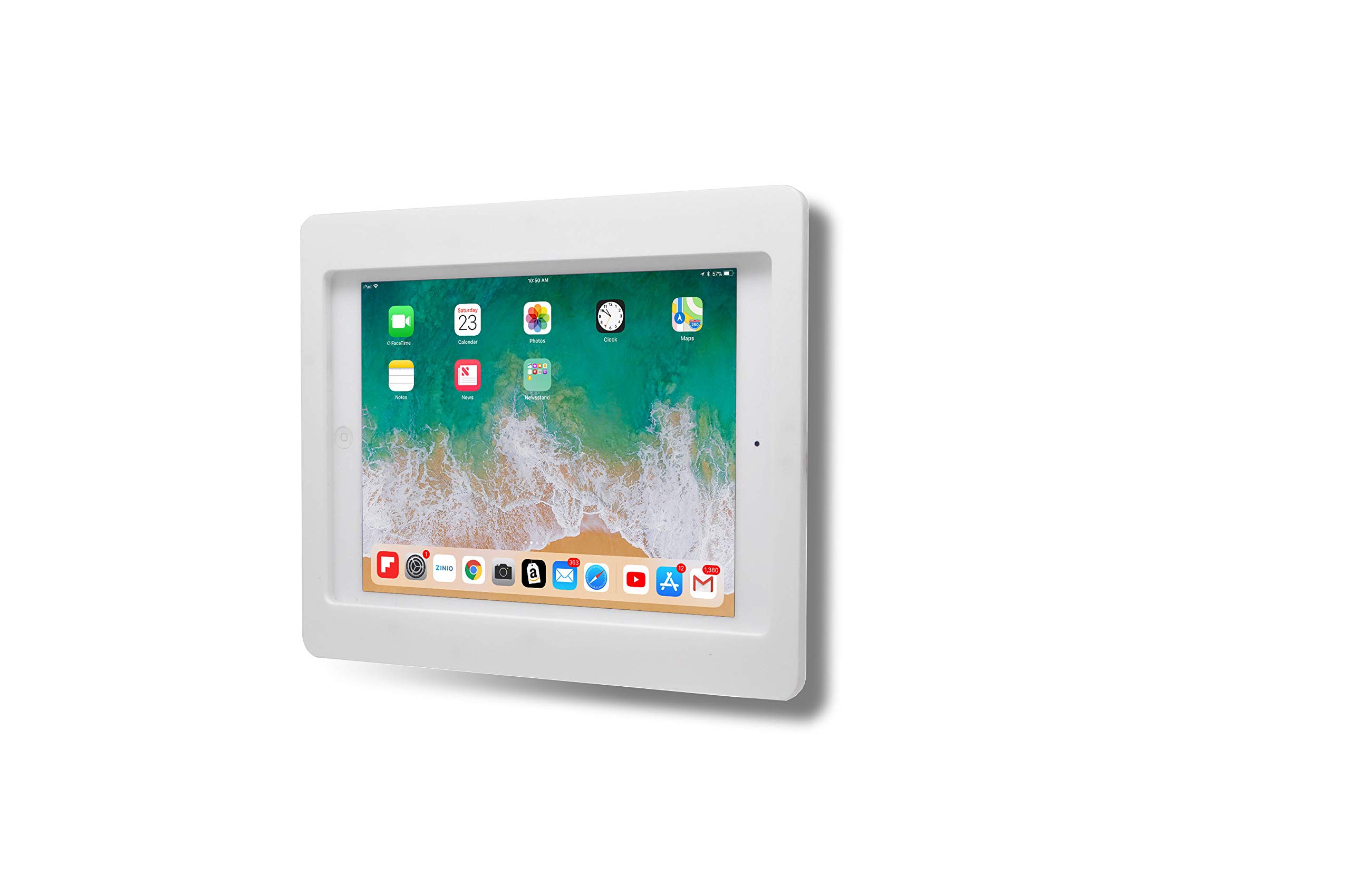TABcare Anti-Theft Acrylic VESA Mount Enclosure for Apple iPad Air 3 10.5 Inch - Secure Wall Mount Kit & 90° Angle Charging Cable Included (White) - Perfect for Retail Stores, Restaurants and Public Display Use