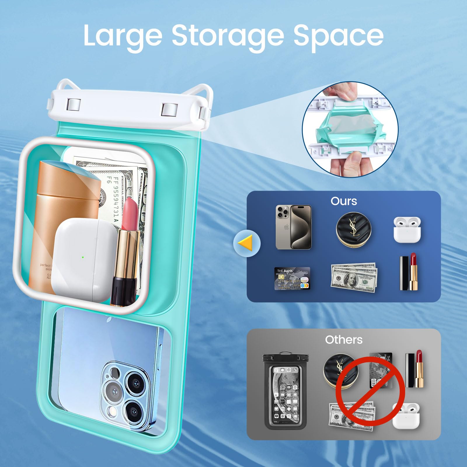 **Niveaya 2 Pack Floating Waterproof Phone Pouch for iPhone & Samsung (Up to 8.5