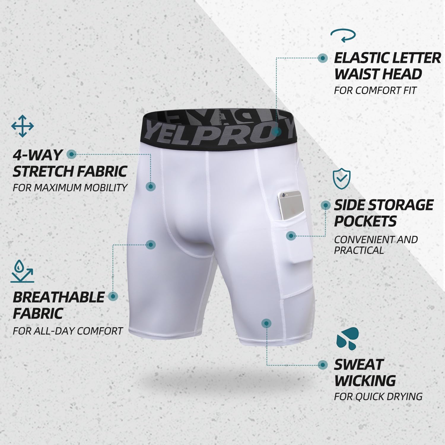 Yuerlian Men's Compression Shorts with Pockets - Breathable Spandex Workout Running Shorts for Athletic Performance & Baselayer Underwear - Ideal for Gym, Running, Cycling & Sports Activities
