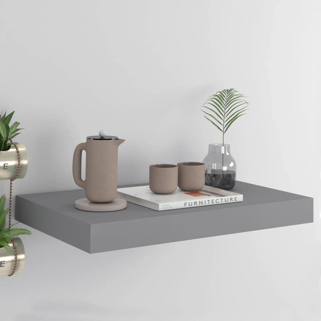 Homvdxl Floating Shelves - Grey Wall Mounted Shelf with Invisible Brackets for Books, Plants & Decor | Bathroom, Living Room, Bedroom Storage Solution | 15.7 x 9.1 Inches | Perfect for Small Spaces & Home Organization