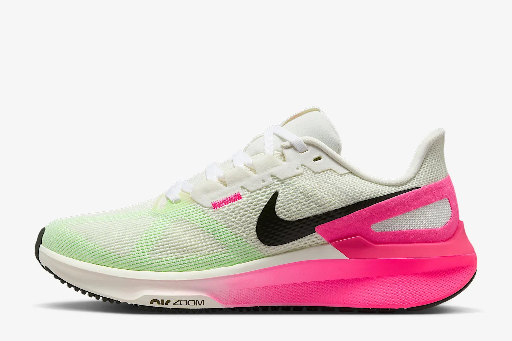 Nike Air Zoom Structure 25 Women's Running Shoes - Breathable Cushioned Support for Flat Feet (B Width) Sail/Sequoia/Hyper Pink | Ideal for Road Running, Gym Workouts & Daily Walking