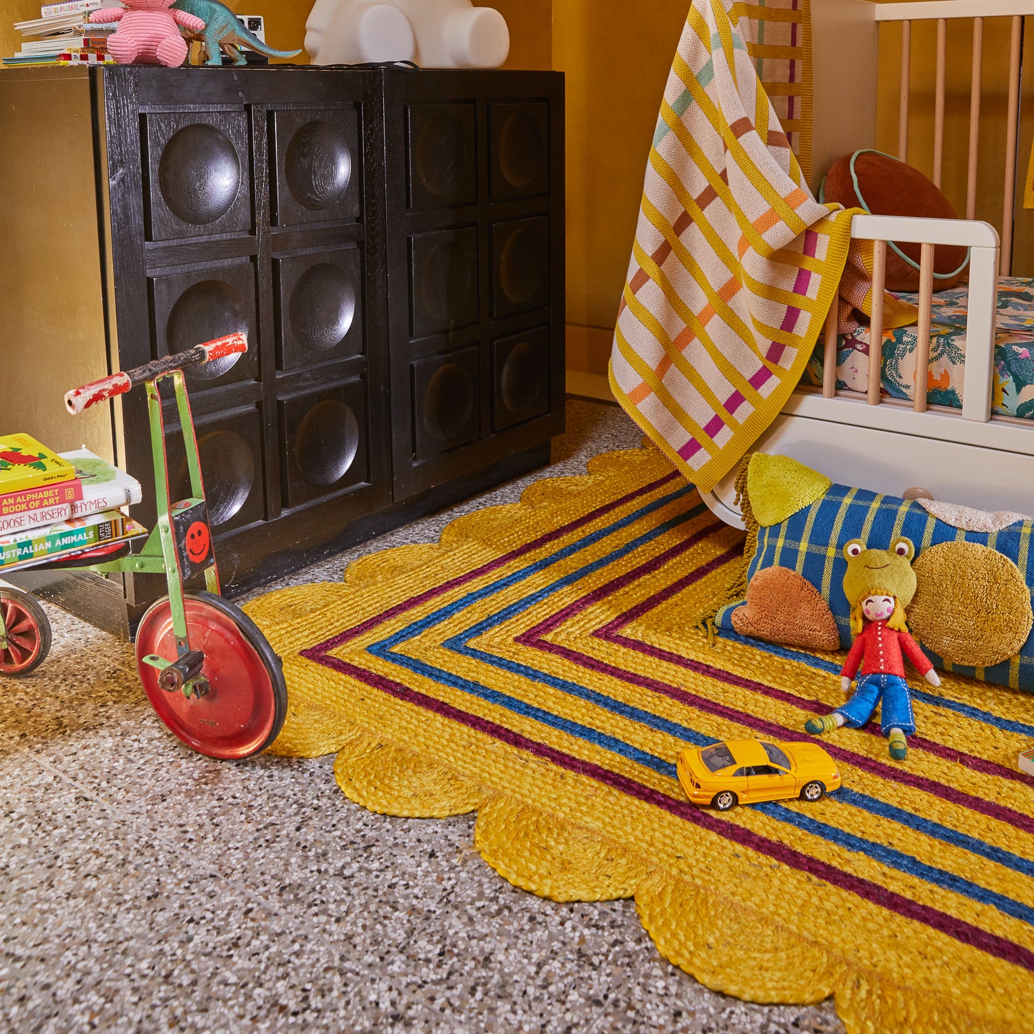Mustard Jute Rug - Natural Eco-Friendly Handwoven Floor Mat for Living Room, Bedroom & Boho Home Decor