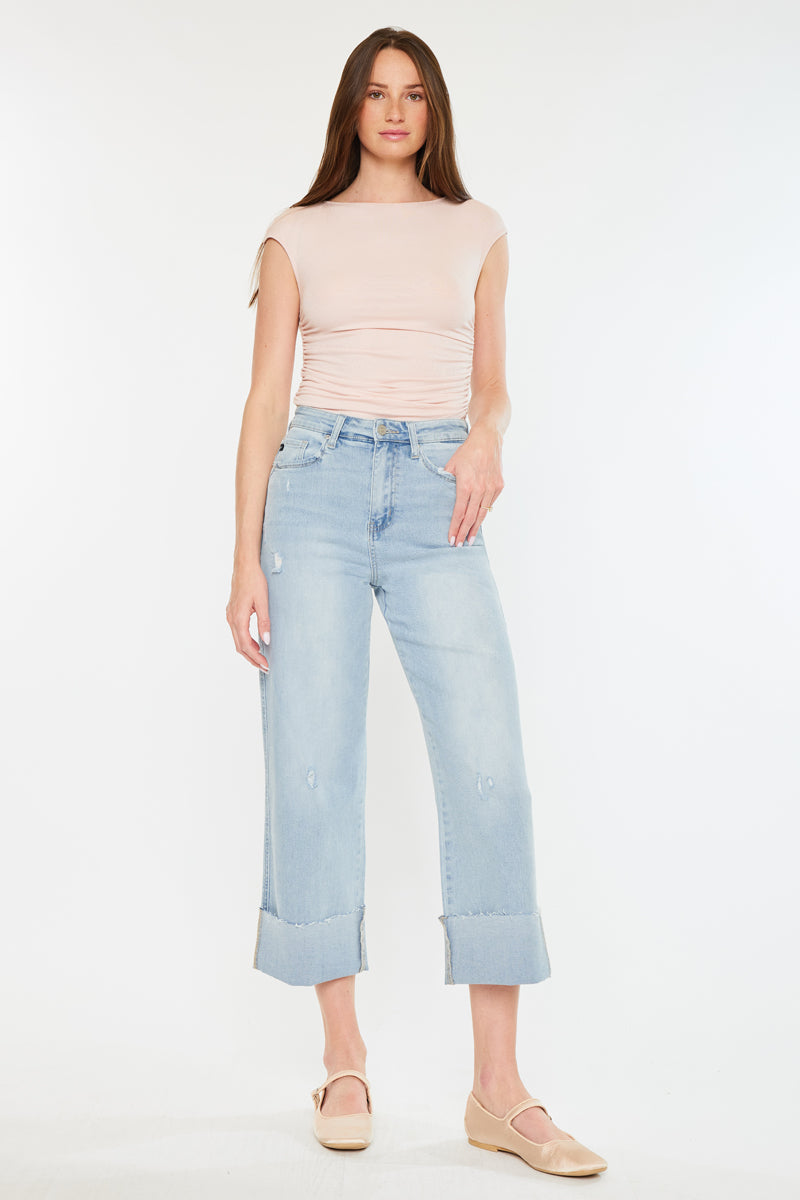 Sully 90's High Waist Cropped Wide Leg Jeans for Women - Vintage Retro Denim Pants - Perfect for Casual Outfits, Street Style & Everyday Wear