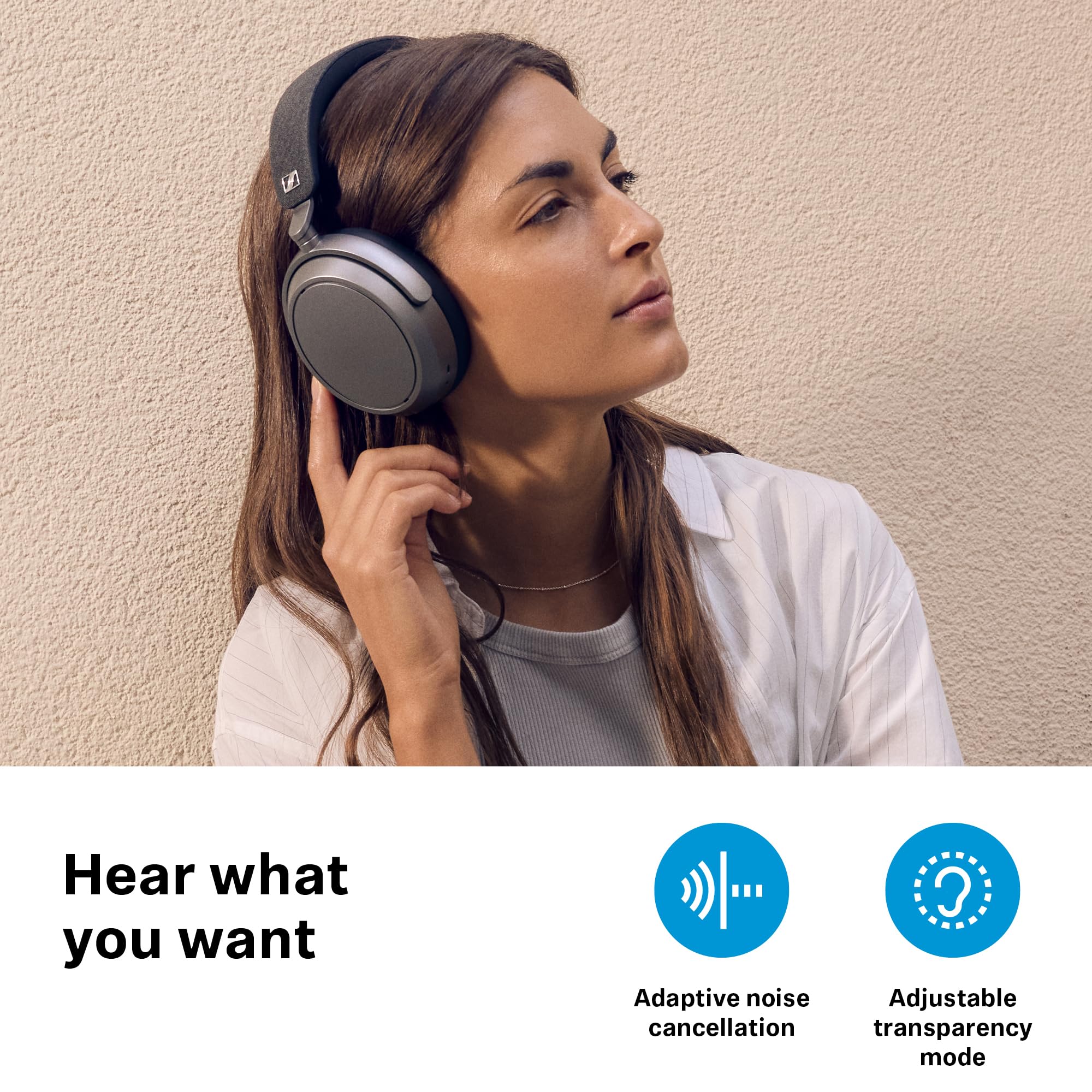 Sennheiser MOMENTUM 4 Wireless Bluetooth Headphones with Adaptive Noise Cancellation - 60 Hour Battery Life, Lightweight Foldable Design, Custom EQ - Perfect for Travel, Work & Music Lovers (Graphite)