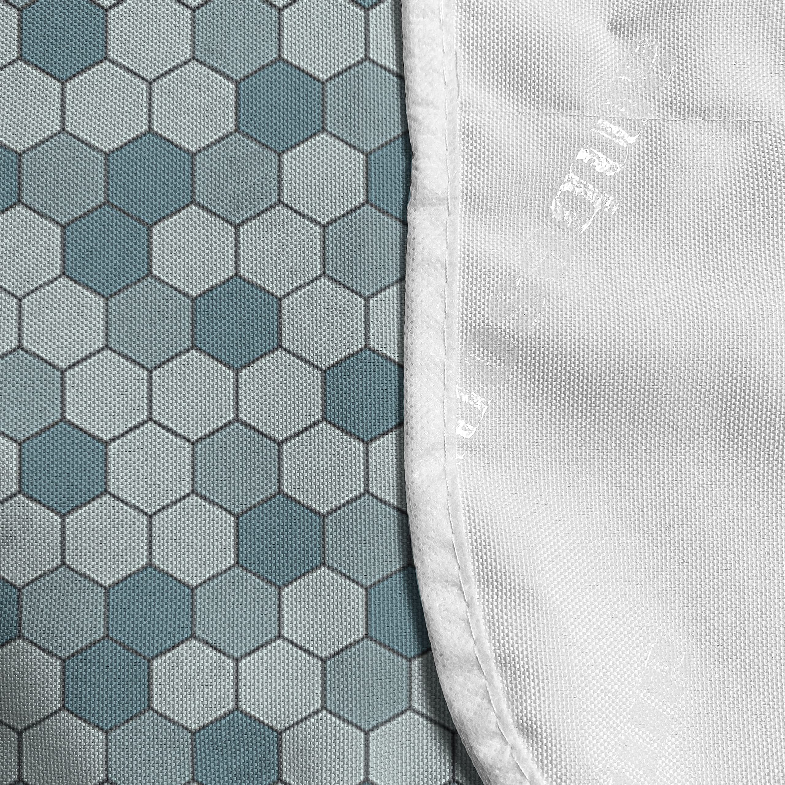 Ambesonne Vintage Patchwork Microwave Cover - Waterproof Hexagon Geometric Design with Pockets, 36 x 12 Inches, Teal Blue Grey - Perfect for Kitchen Organization & Countertop Protection