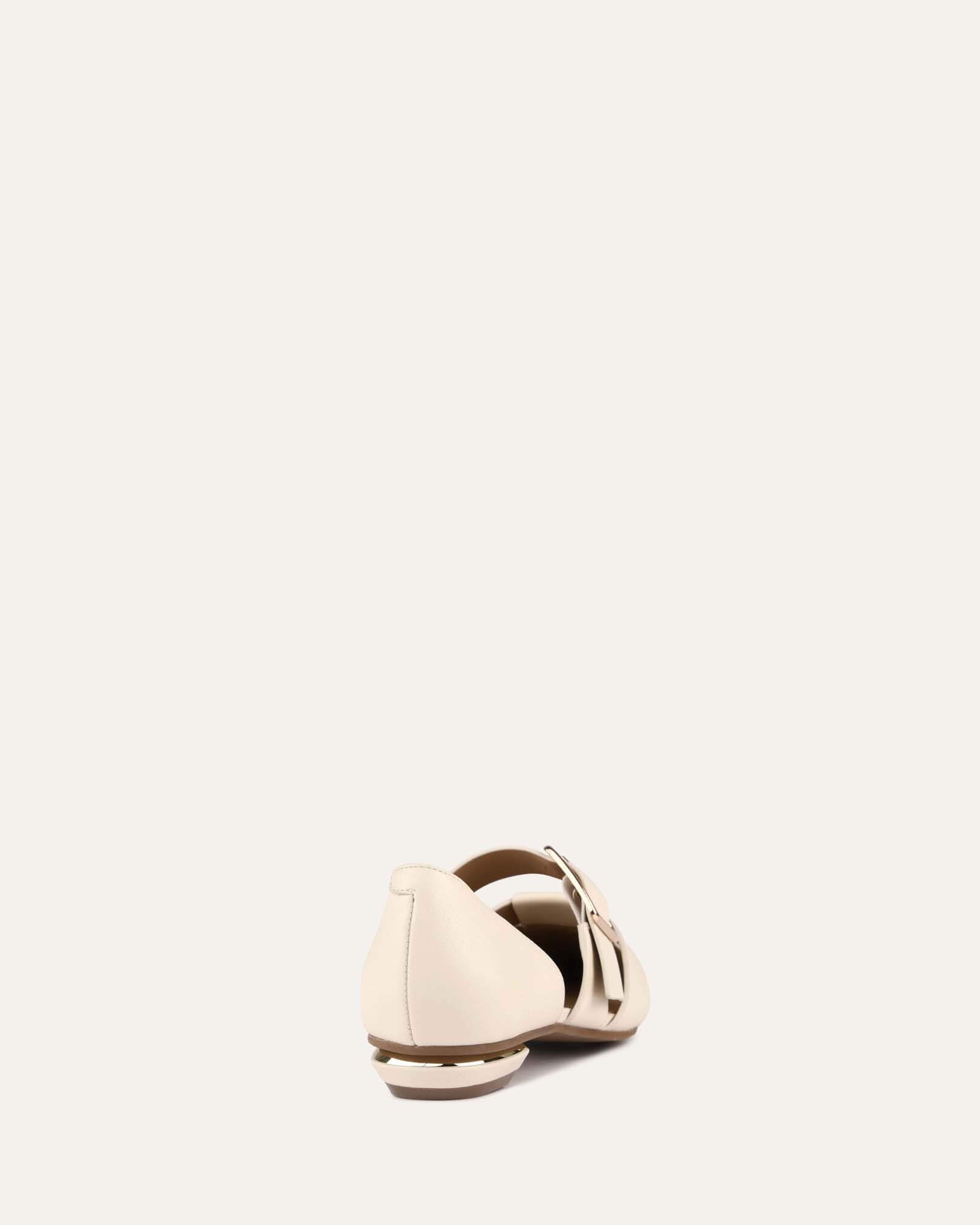 CARLA DRESS FLATS - Women's Off White Leather Ballet Shoes for Work & Casual Wear | Comfortable & Stylish Office & Everyday Shoes
