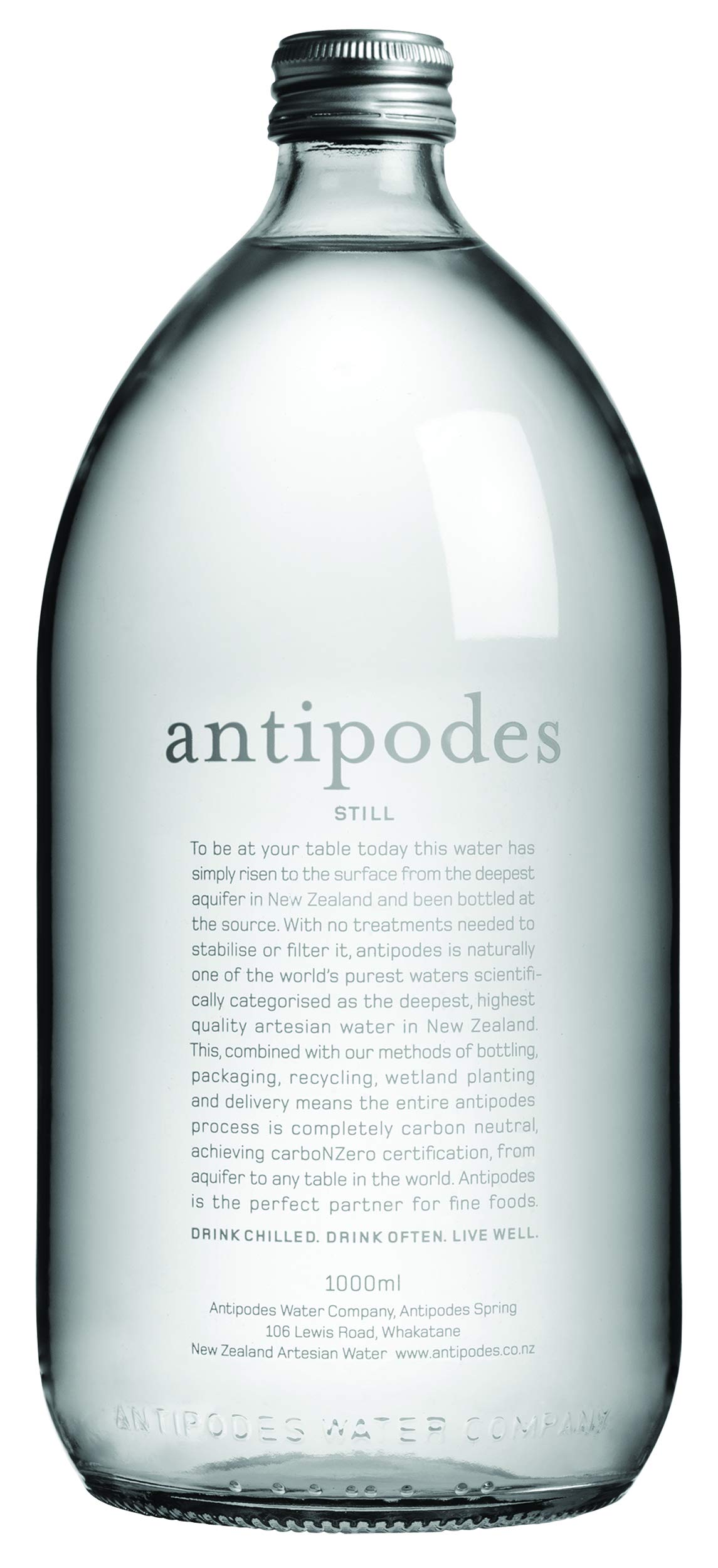 Antipodes Still Mineral Water - 33.8 oz (1 Liter) Glass Bottles (6-Pack) | Premium Alkaline Water for Hydration, Wellness & Gourmet Dining