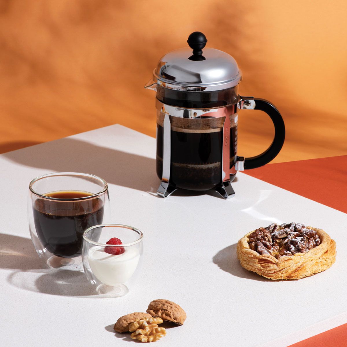 Bodum Chambord 4 Cup French Press Coffee Maker - Stainless Steel Chrome Plated - Perfect for Home, Office & Camping Coffee Brewing