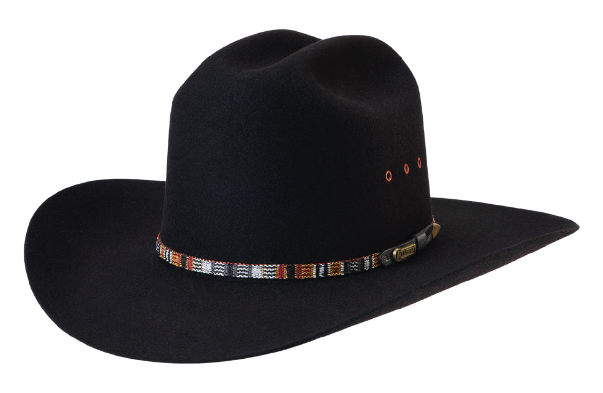Akubra Bronco Western Cowboy Hat for Men - Classic Black Felt Outback Hat for Rodeo, Ranch, and Outdoor Adventures