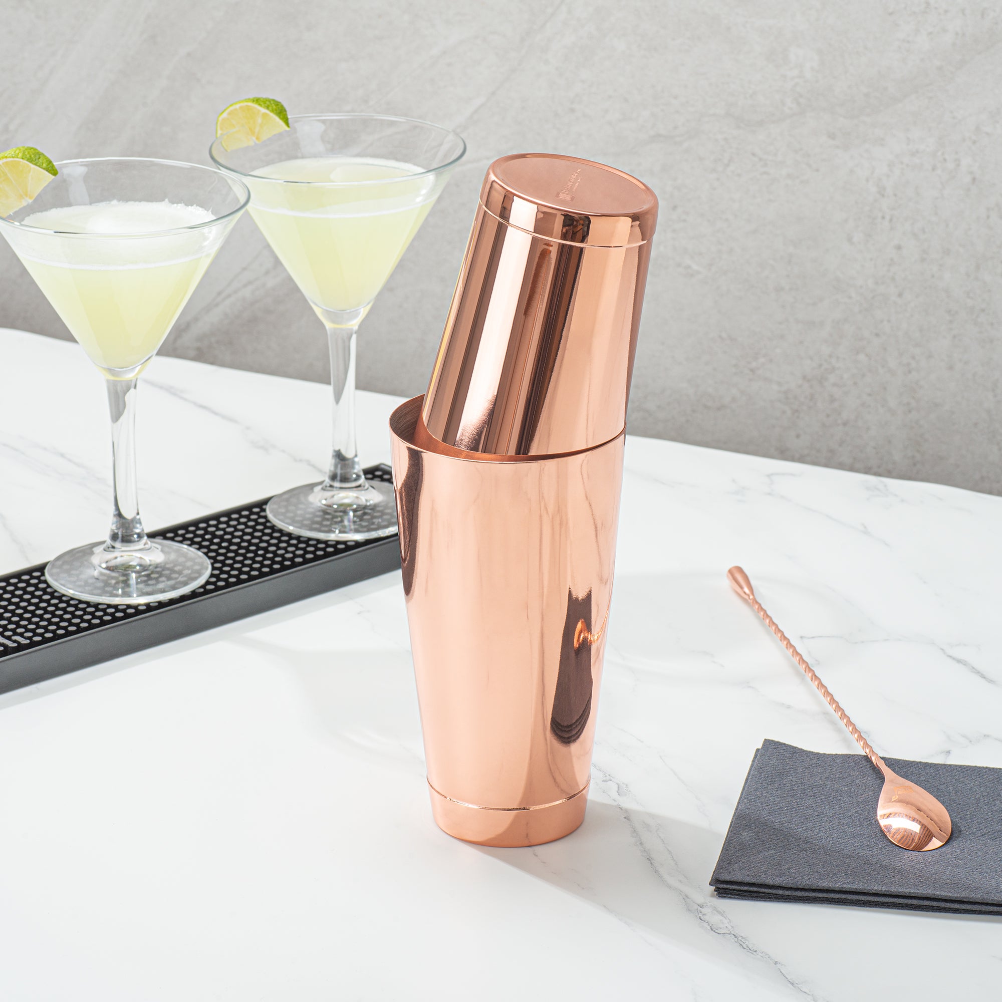 Premium 24 oz Copper Plated Stainless Steel Cocktail Shaker Tin - Weighted Bar Mixing Cup (3.5