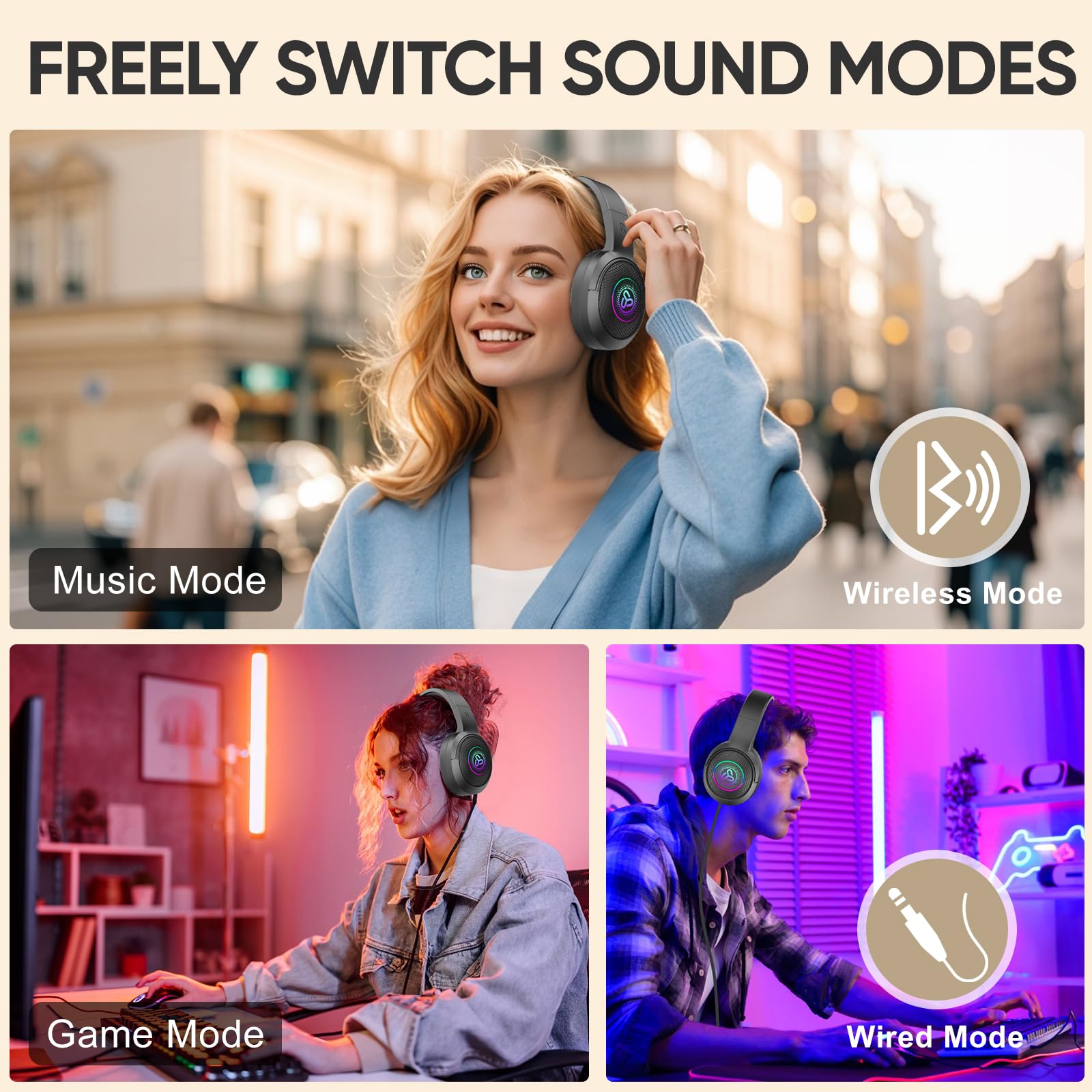 SDLOGAL Wireless Over Ear Headphones with Microphone - Bluetooth 5.4, 40H Playtime, Foldable Lightweight Design for Music, Gaming & Calls - Perfect for Travel, Work & Home Entertainment