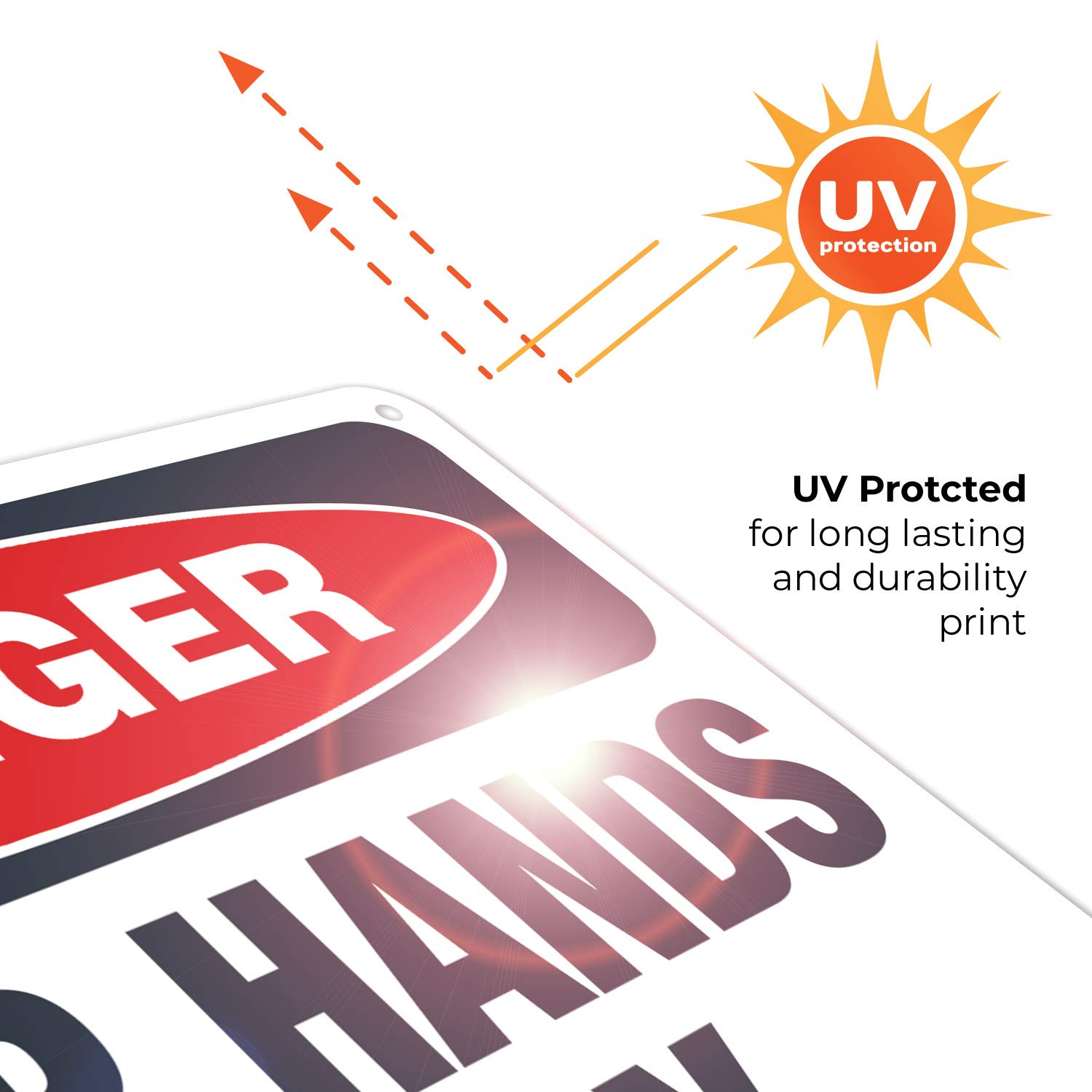 Danger Keep Hands Away Sign - OSHA Compliant 10x7 Inches Rust-Free .040 Aluminum Safety Sign - Fade Resistant for Indoor & Outdoor Use - Made in USA - Perfect for Construction Sites, Warehouses & Hazardous Areas