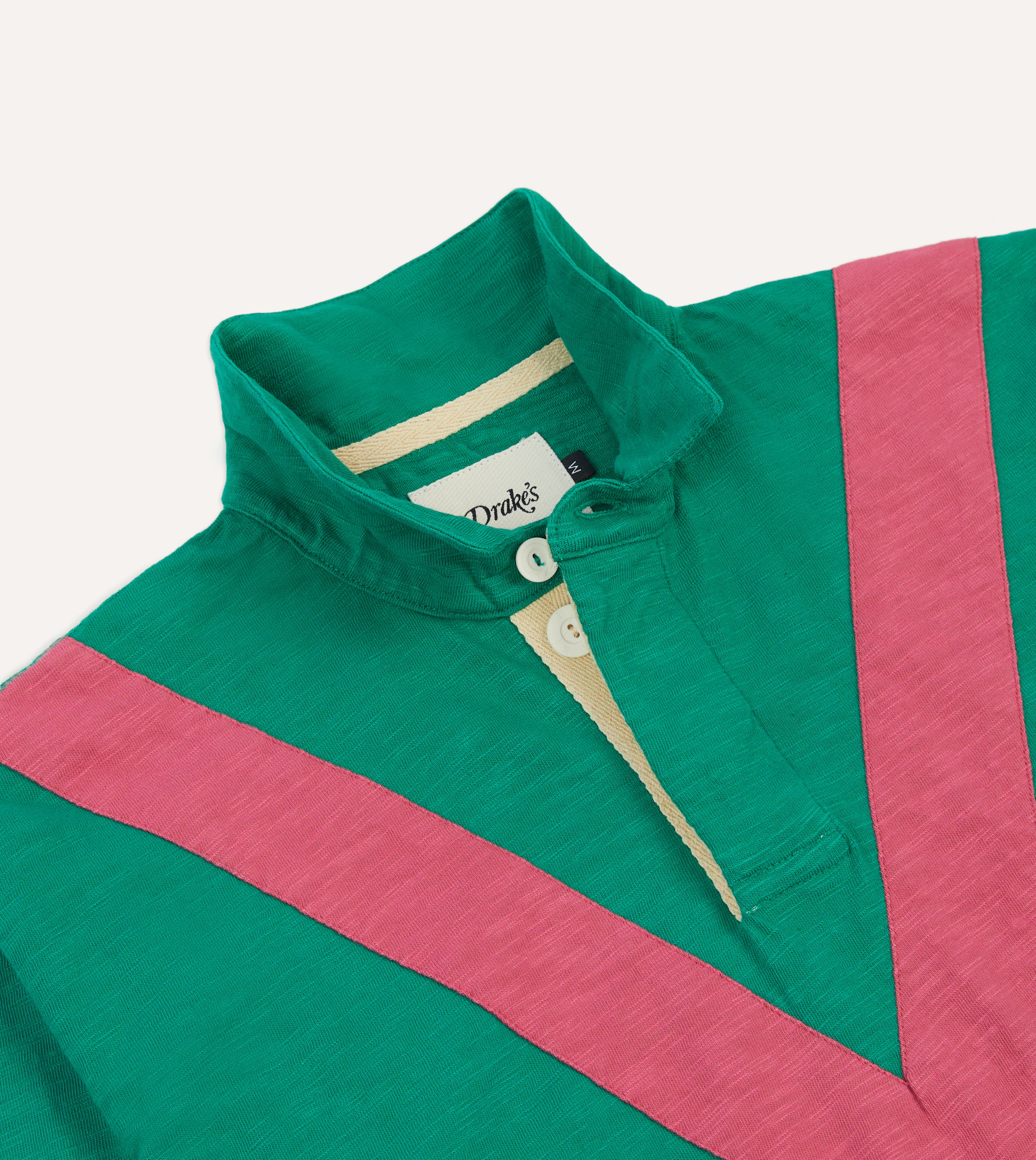 Stylish Green and Pink Chevron Flamé Cotton Rugby Shirt for Men & Women - Trendy Casual Wear for Sports, Outdoors, and Everyday Fashion
