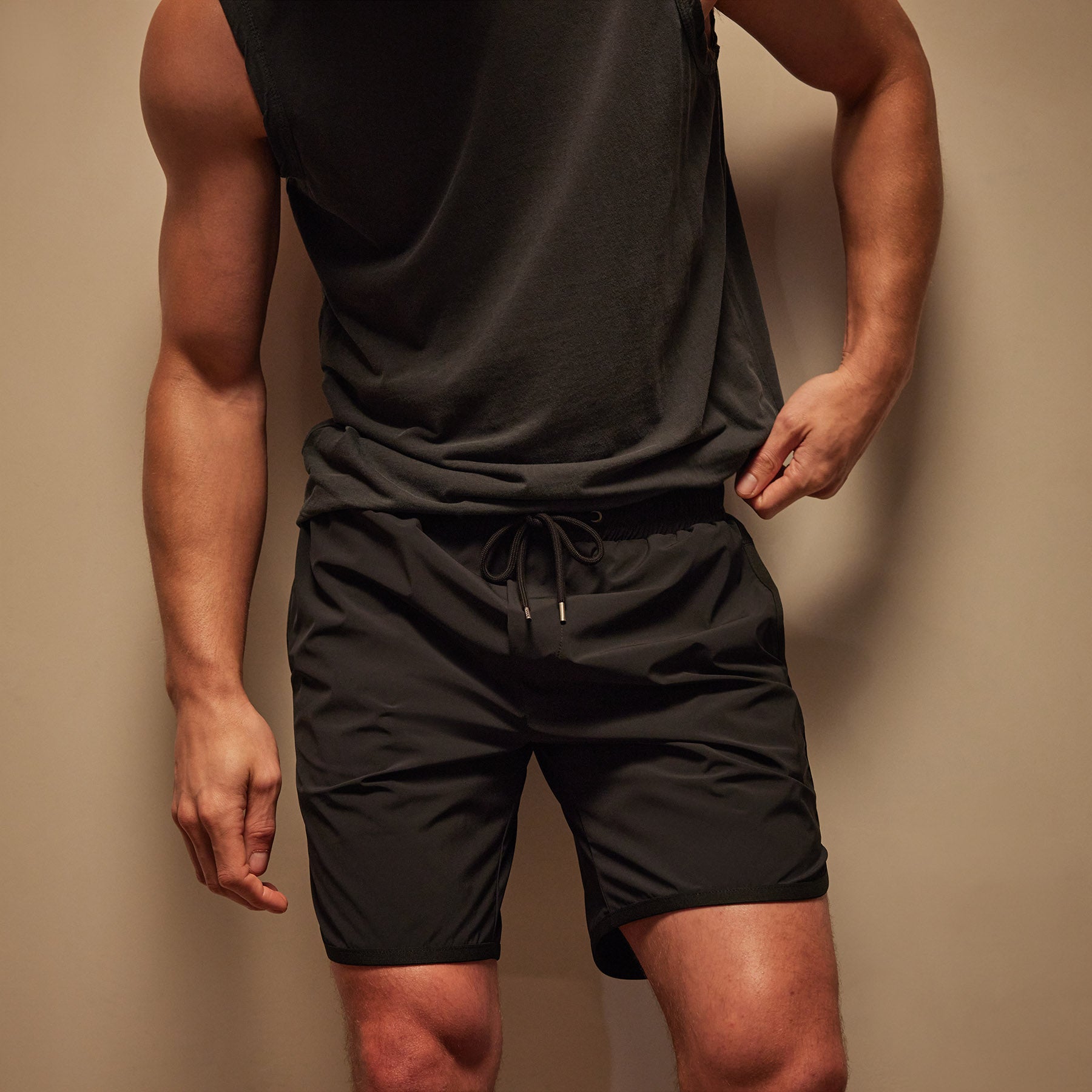 Premium Men's Curved Hem Boardshorts - Black/Black - Quick-Dry Swim Trunks for Surfing, Swimming & Beach Vacations