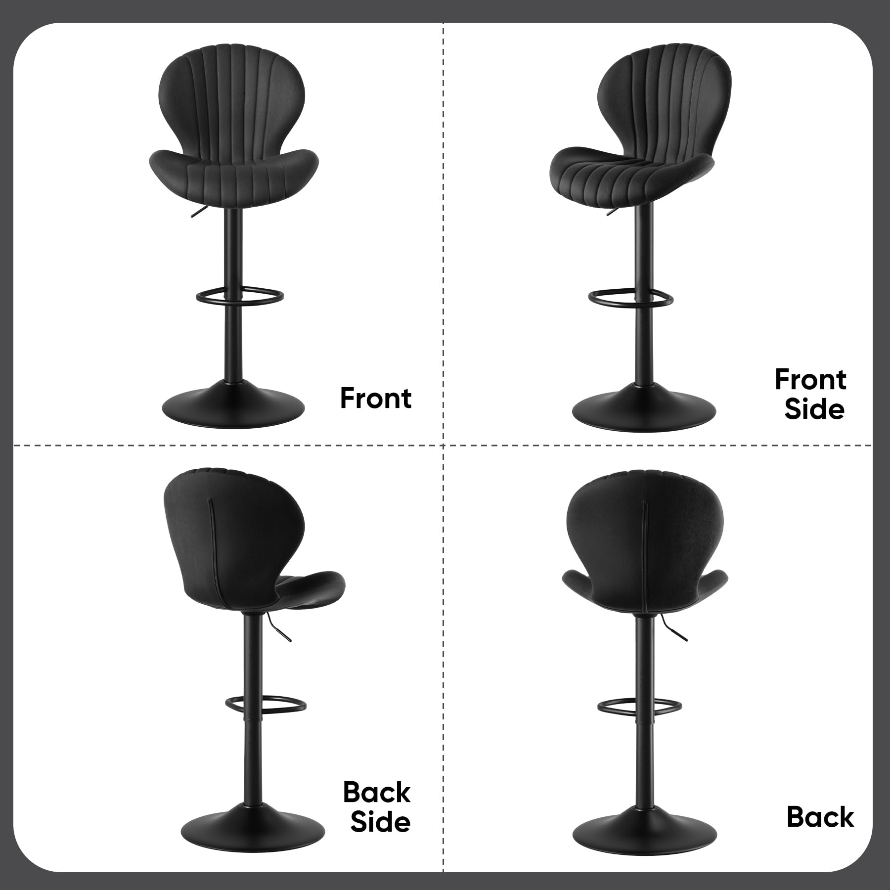 2 Pack Modern Swivel Bar Stools - Counter Height Bar Chairs with High Backrest, Easy 3-5 Minute Assembly for Home Bar, Kitchen Island & Dining Room - Black (Perfect for Entertaining & Small Spaces)