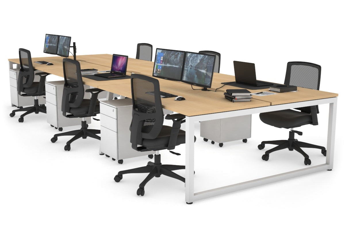 Quadro Loop Legs 6-Person Office Workstation - 1400L x 800W with Cable Management - Perfect for Open Office Layouts & Collaborative Workspaces
