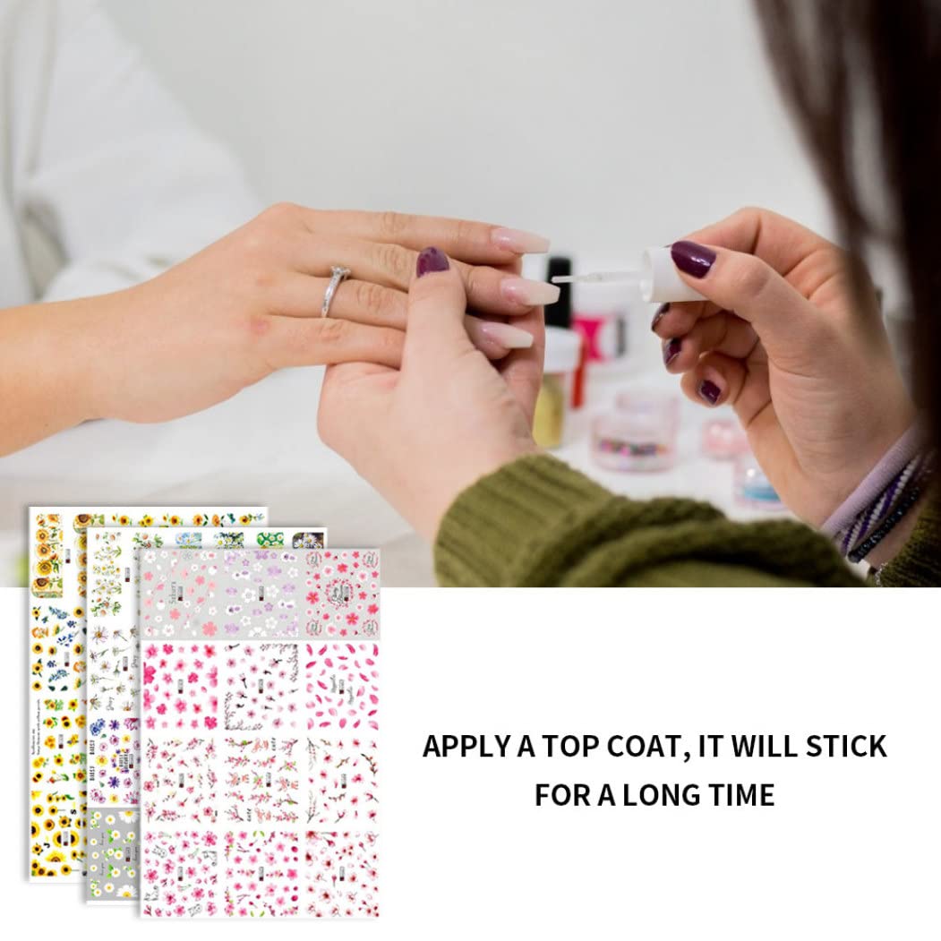 Floral Nail Art Stickers - Sunflower & Spring Flower Design Nail Tattoo Decals for Manicure | DIY Nail Supplies for Women | Perfect for Parties, Weddings & Everyday Wear