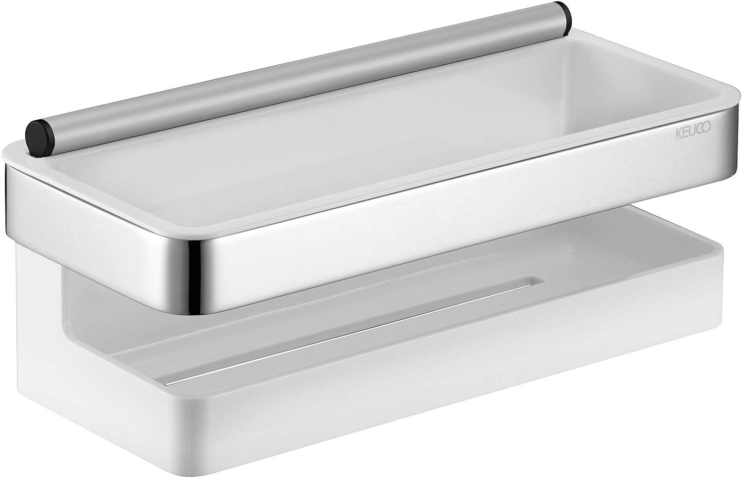 12759010001 Shower Basket Synthetic Insert - Chrome/Anthracite/Glass Wiper | Rustproof Bathroom Organizer for Shampoo & Soap | Perfect for Small Spaces & Apartment Showers