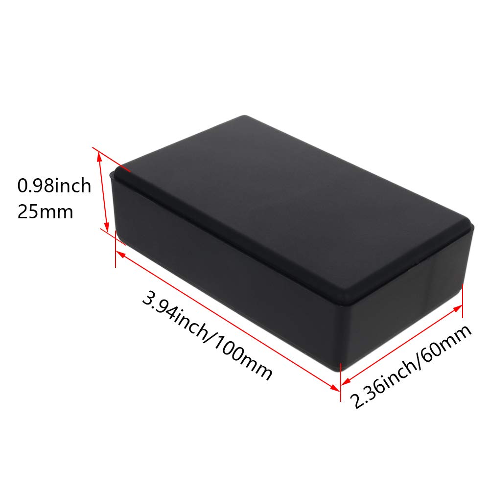 5Pcs Black ABS Plastic Electronic Junction Box - 100x60x25mm Waterproof Project Enclosure for Circuit Boards, DIY Electronics & Outdoor Wiring Projects - Aicosineg