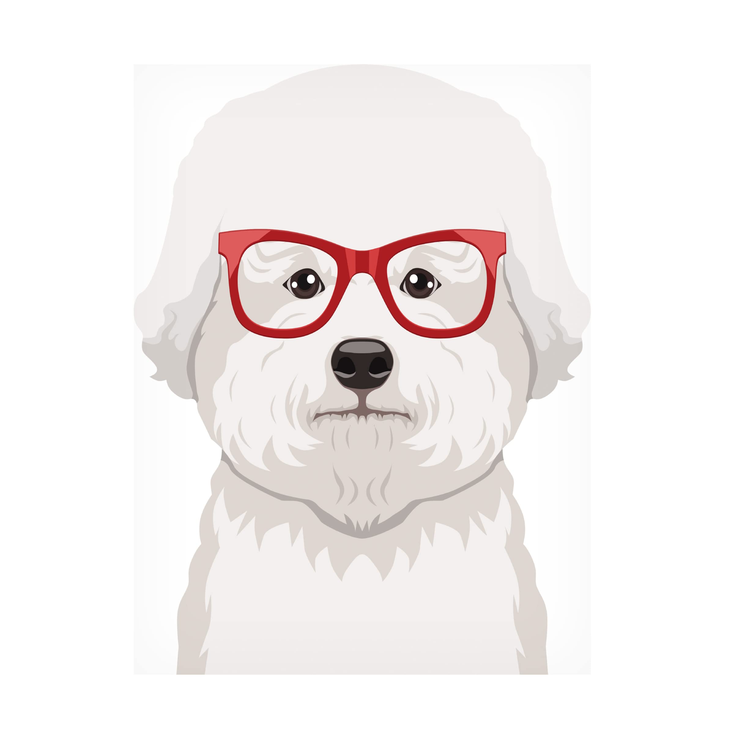 Bichon Wearing Hipster Glasses Canvas Wall Art - Modern Dog Portrait Painting for Home & Office Decor - Perfect Gift for Pet Lovers