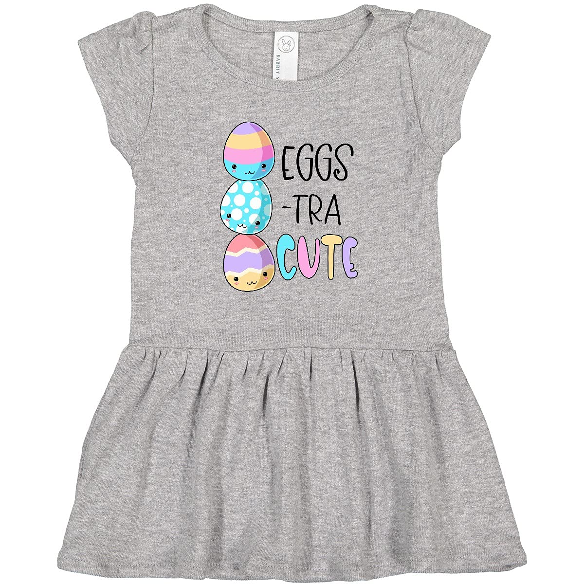 Inktastic Eggs-tra Cute Fun Easter Eggs Toddler Dress - Adorable Easter Outfit for Baby Girls & Toddlers - Perfect for Easter Egg Hunts, Family Photos & Spring Celebrations