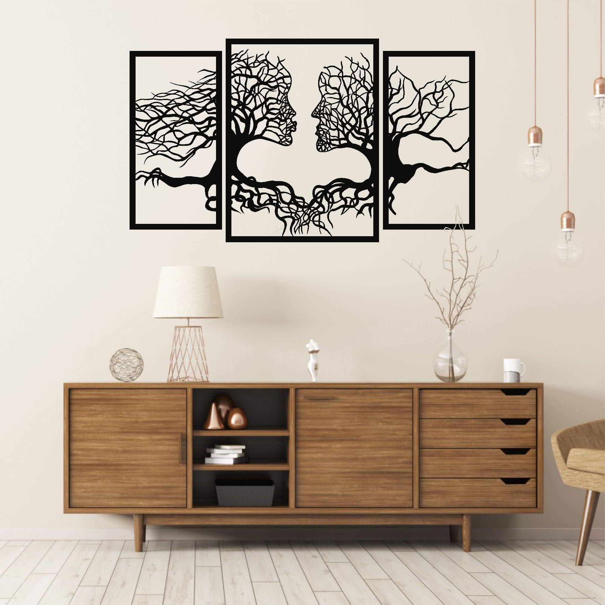 DEKADRON Metal Tree Wall Art - Tree of Life 3 Panel Set, Two-Sided Wall Decor for Living Room & Bedroom, Modern Metal Wall Hangings for Home Decoration (70