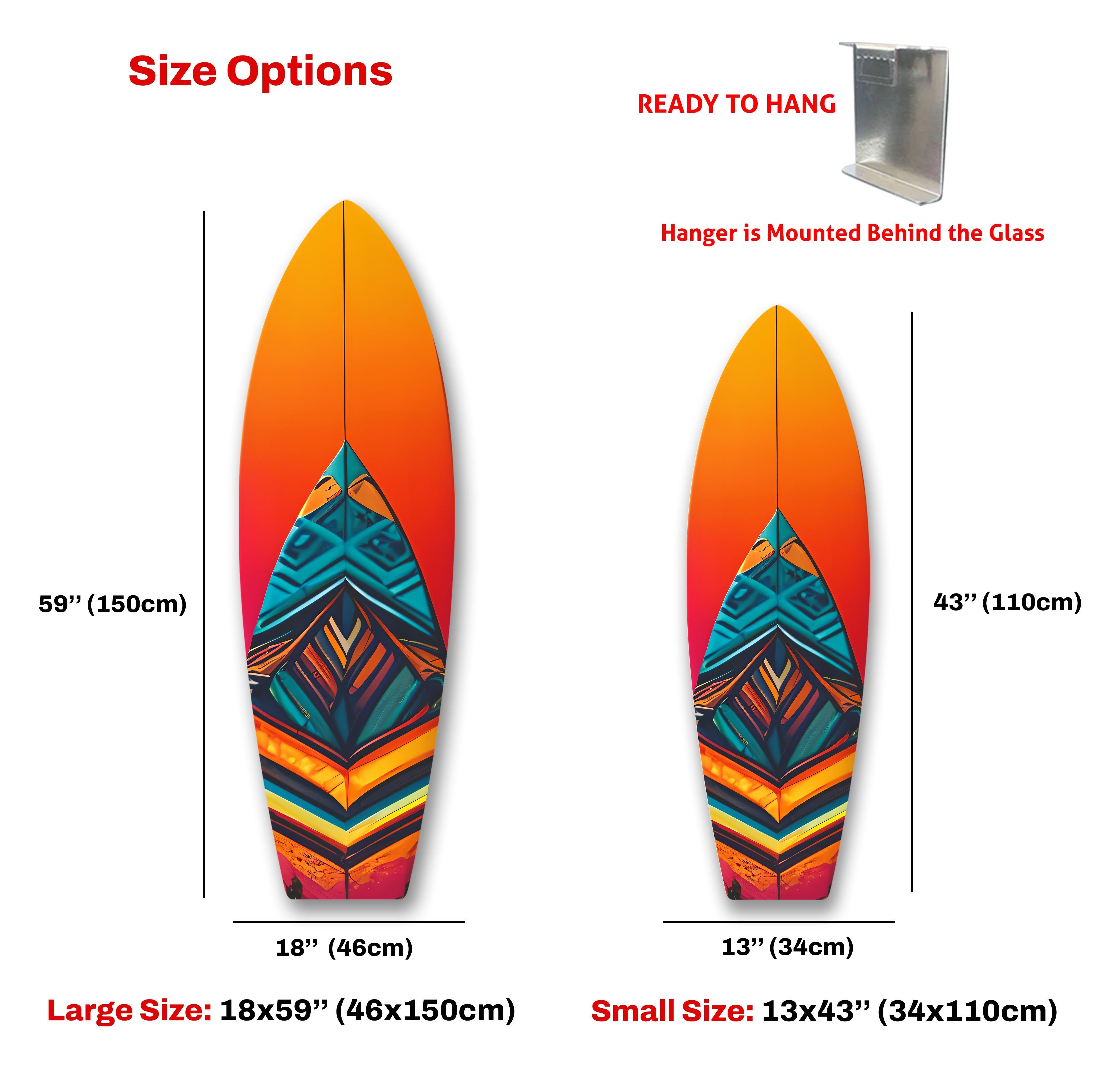 Blue Orange Details Surfboard Wall Art - Coastal Beach Decor for Living Room, Bedroom & Office - Perfect Surfing Theme Home Décor